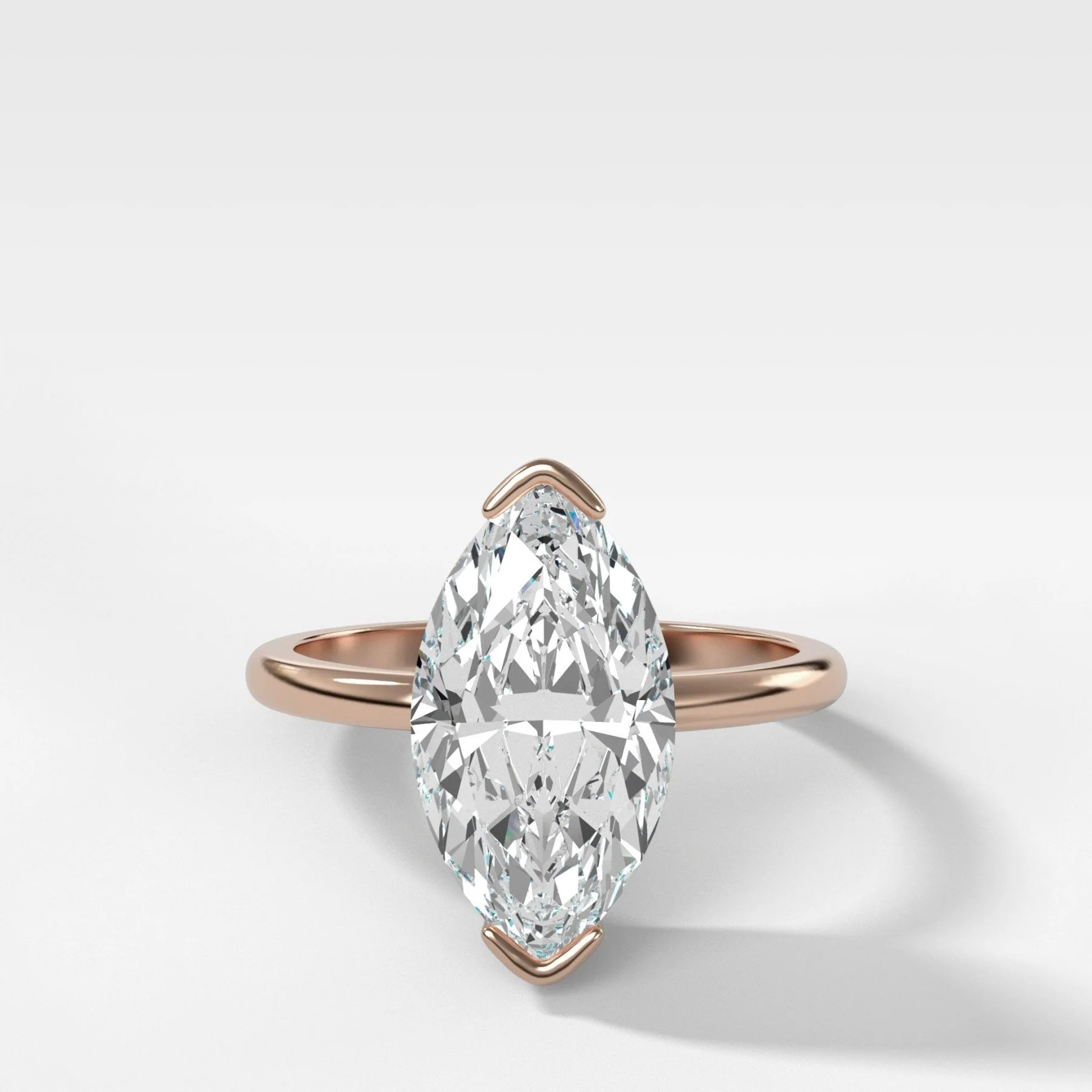 North South Half Bezel Solitaire Engagement Ring With Marquise Cut Diamond - Image 5
