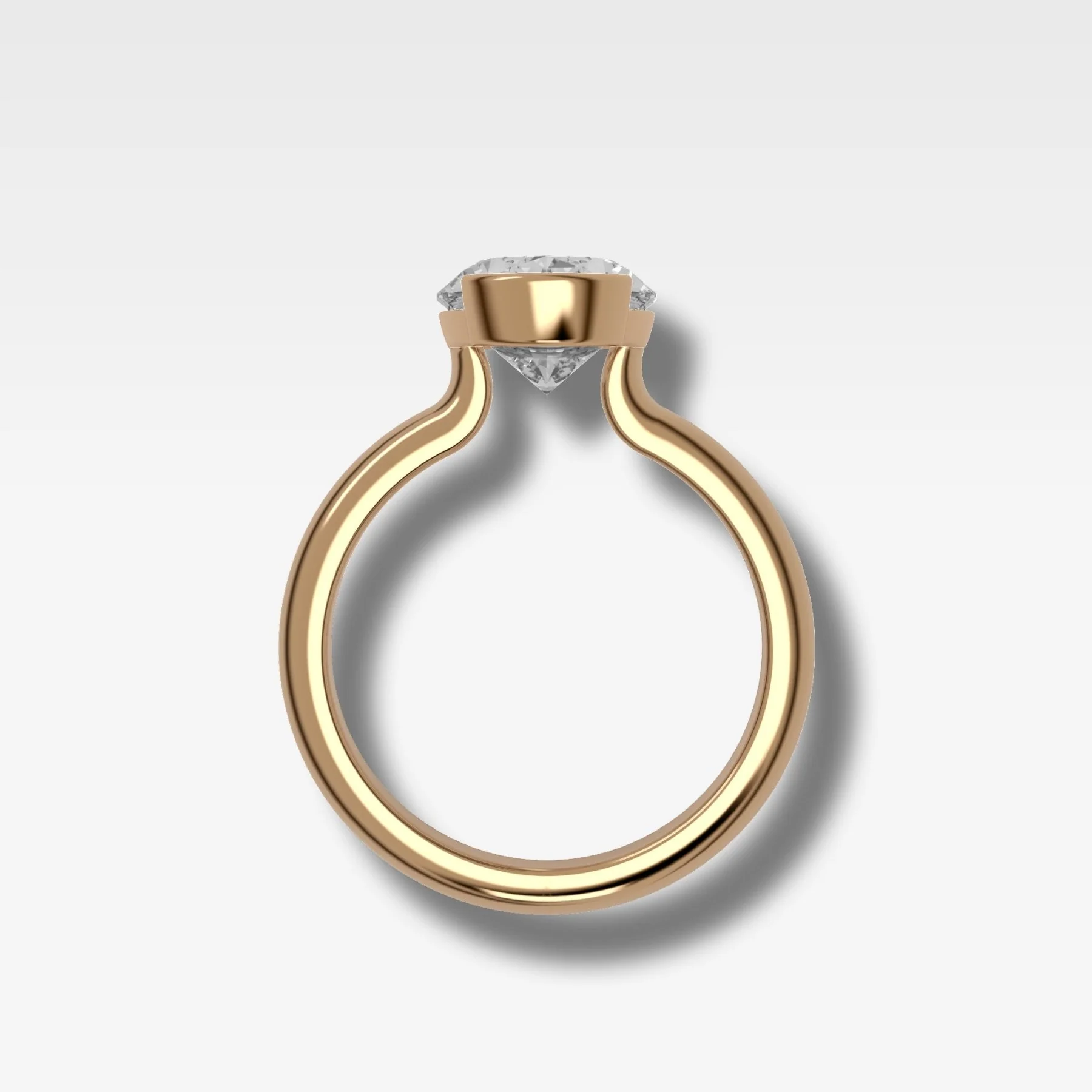 North South Half Bezel Solitaire Engagement Ring With Oval Cut Diamond - Image 2