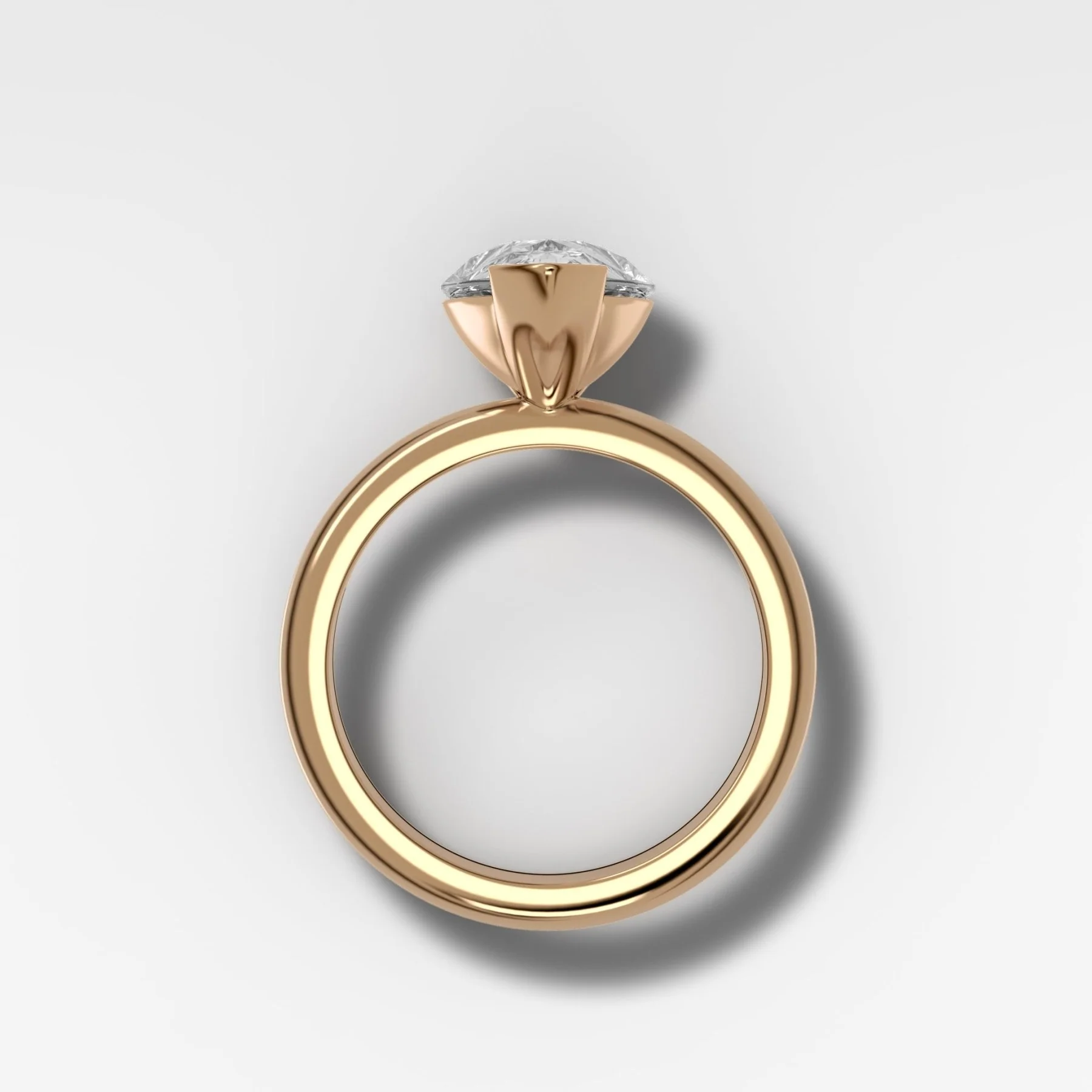 North South Half Bezel Solitaire Engagement Ring With Pear Cut Diamond - Image 2
