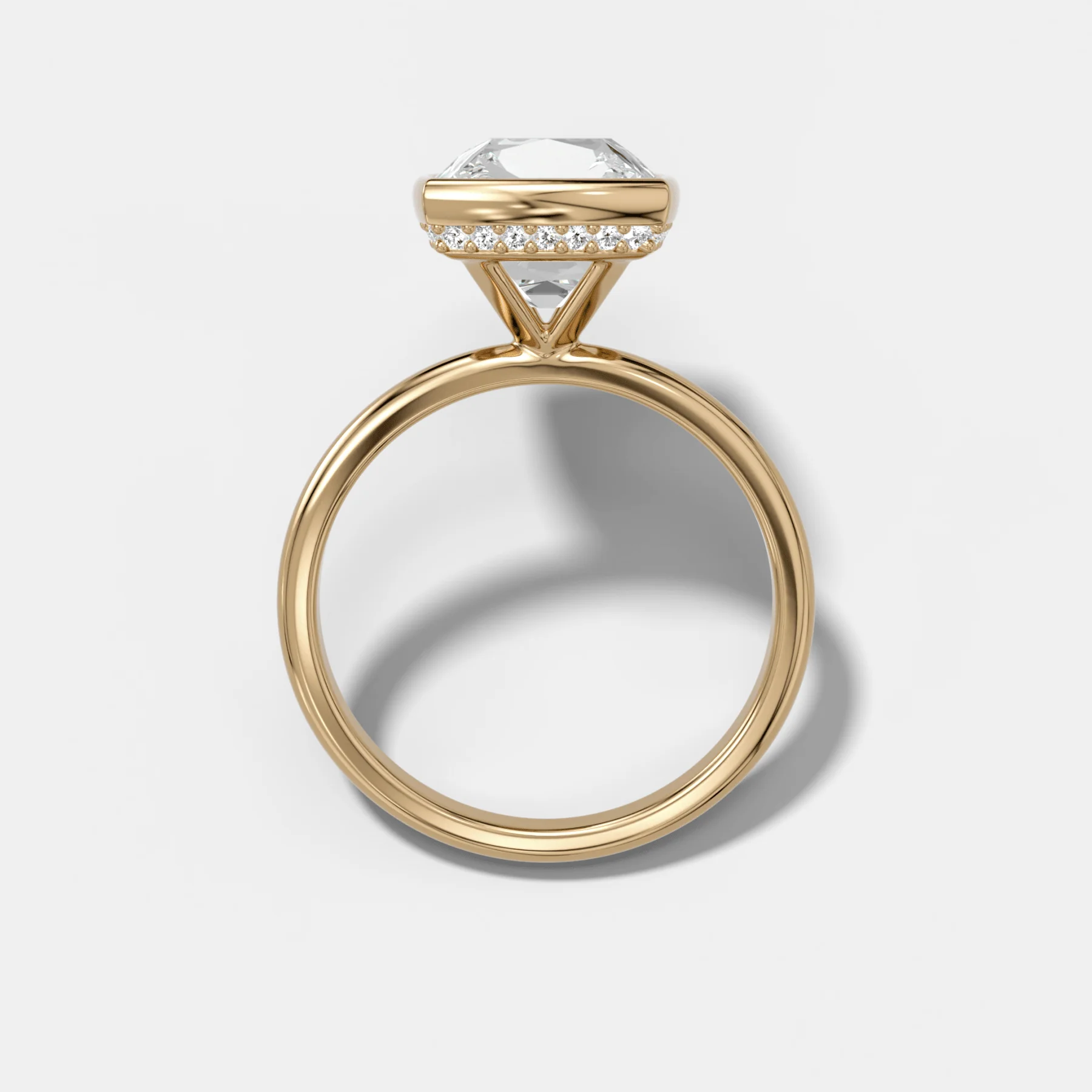 Penumbra Bezel Hidden Halo Engagement Ring with Old Mine Cut - Image 2
