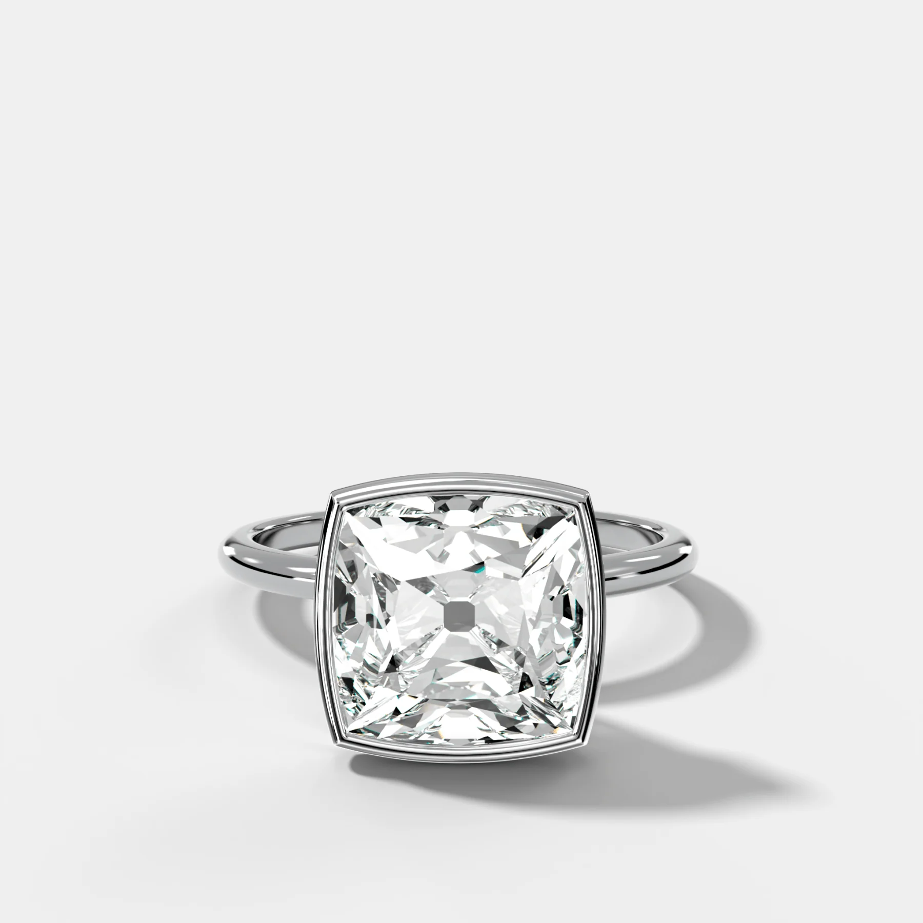Penumbra Bezel Hidden Halo Engagement Ring with Old Mine Cut - Image 3