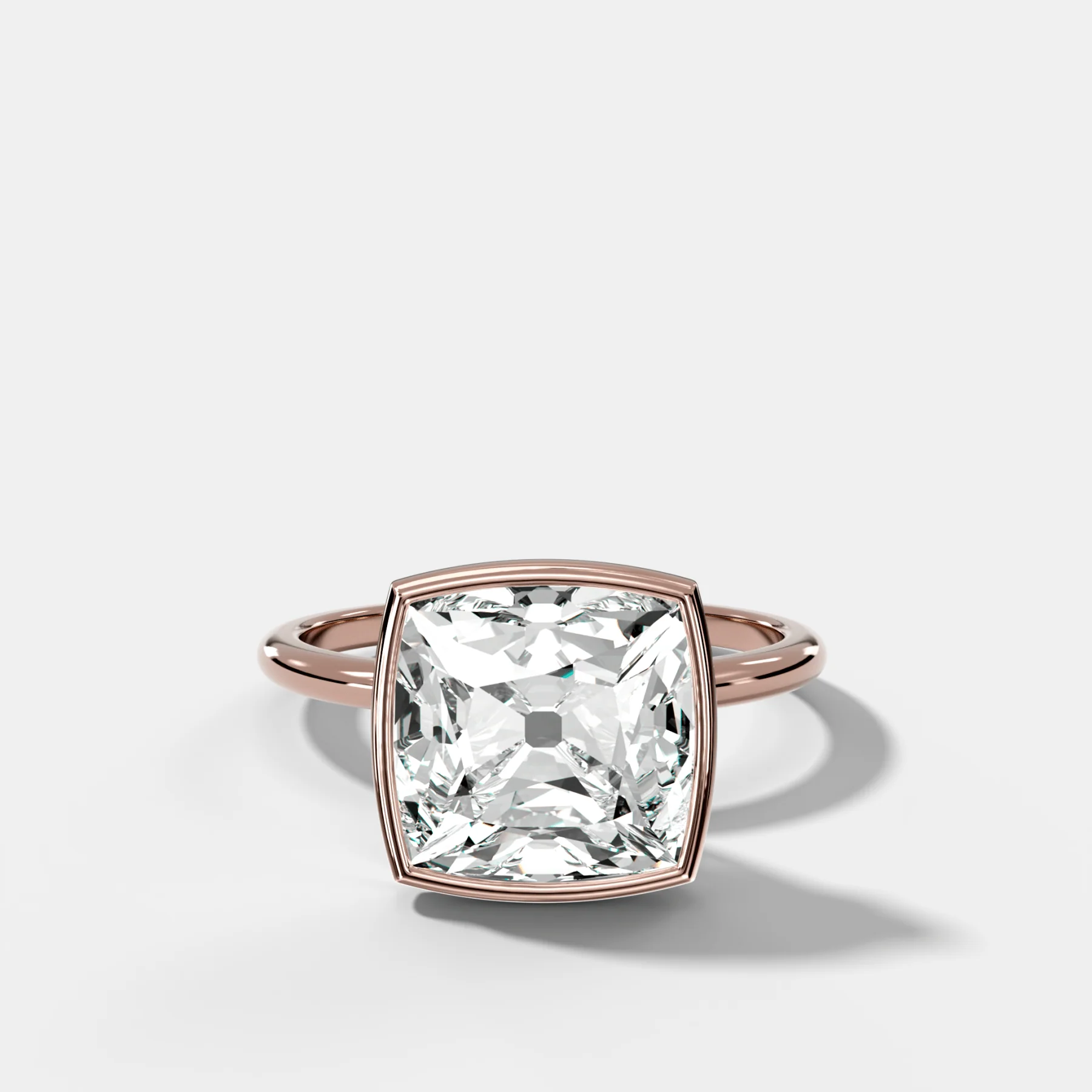 Penumbra Bezel Hidden Halo Engagement Ring with Old Mine Cut - Image 4