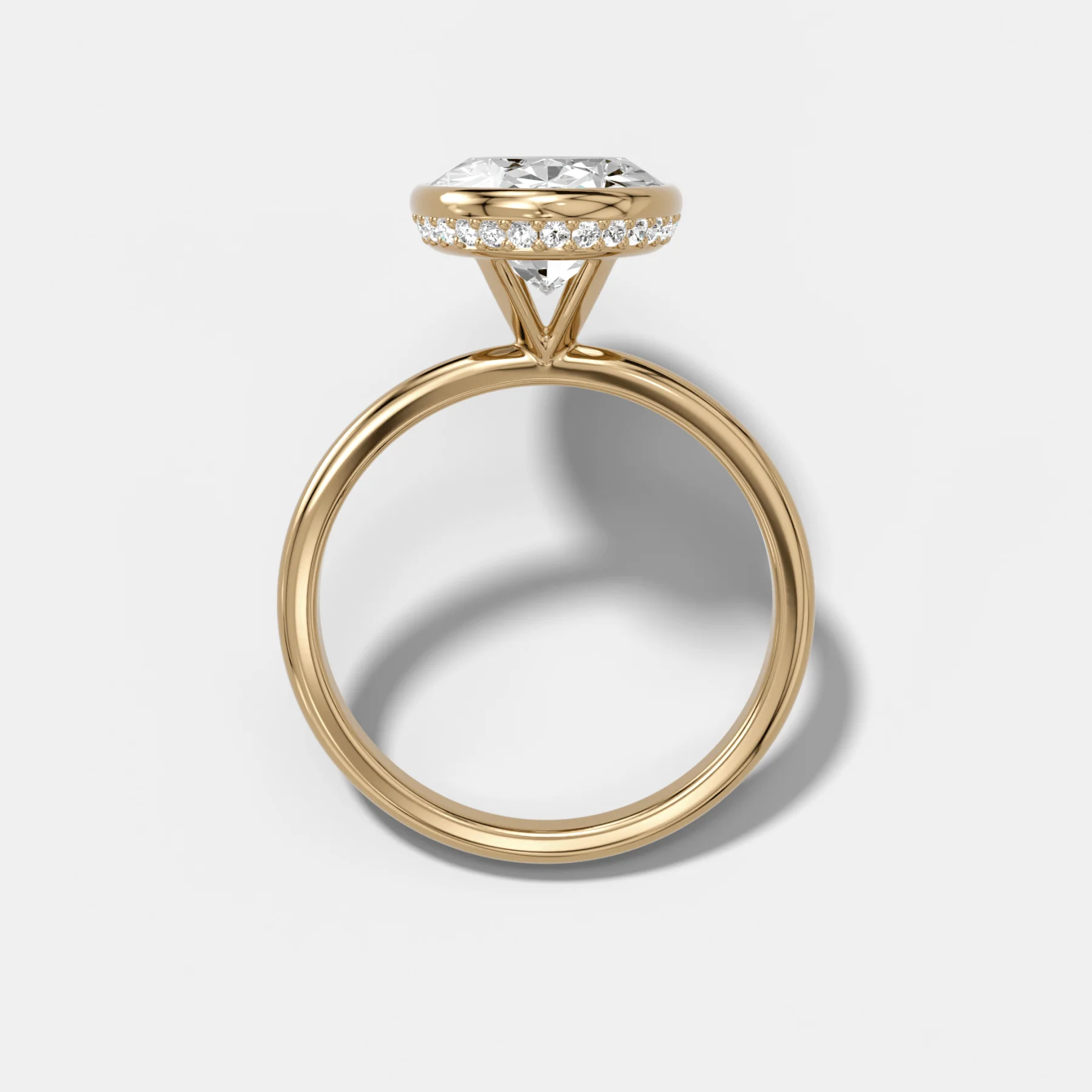 Penumbra Bezel Hidden Halo Engagement Ring with Oval Cut - Image 2
