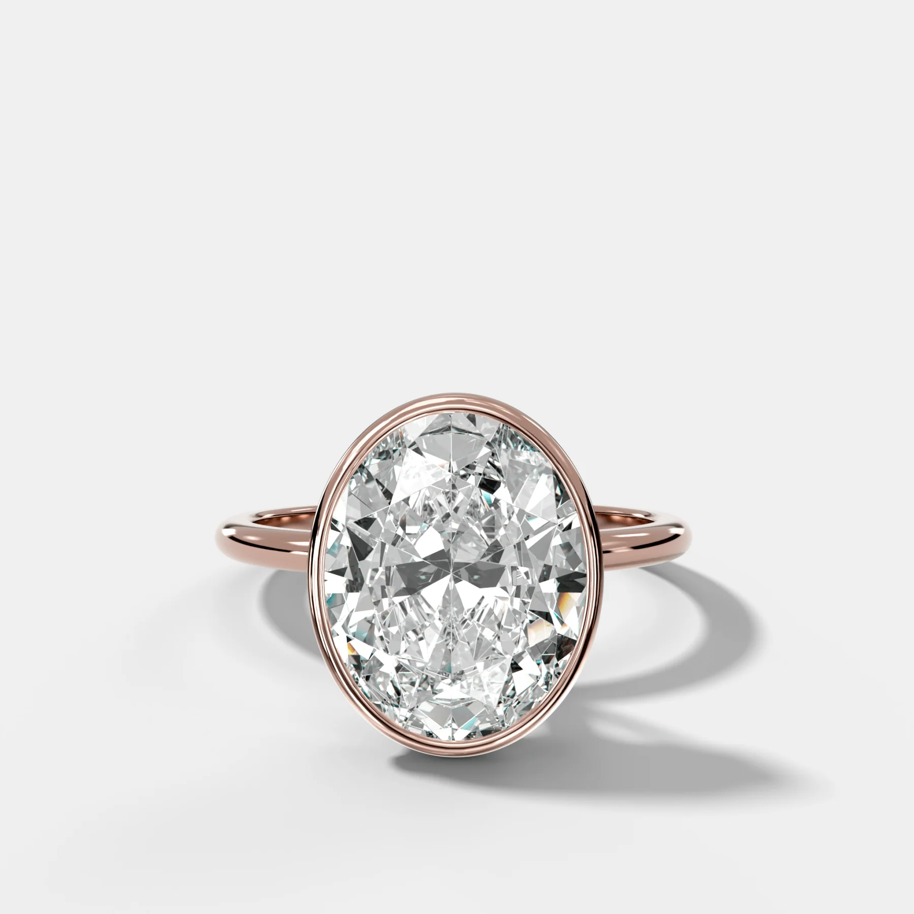 Penumbra Bezel Hidden Halo Engagement Ring with Oval Cut - Image 4