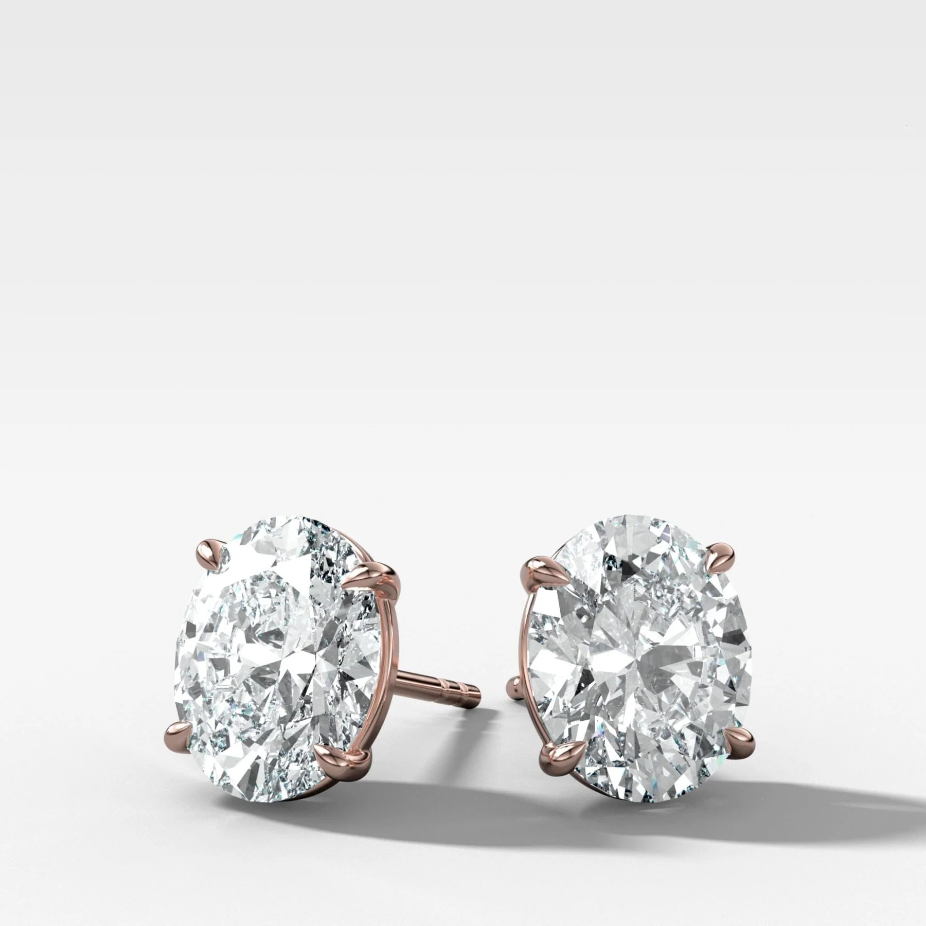 Oval Cut Single Point Prong Diamond Studs - Image 3