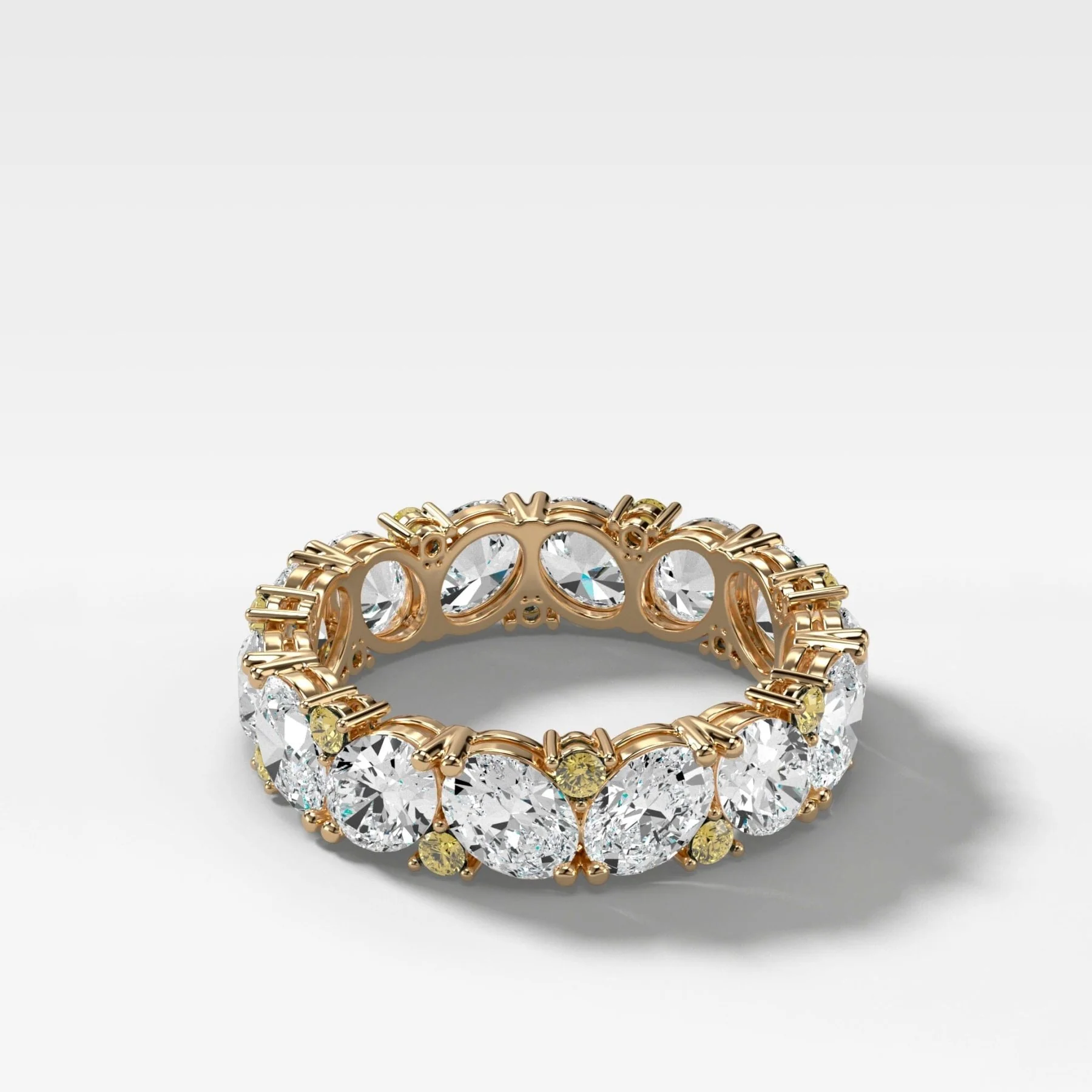 Oval Diamond and Canary Yellow Round Cut Medley Eternity Band
