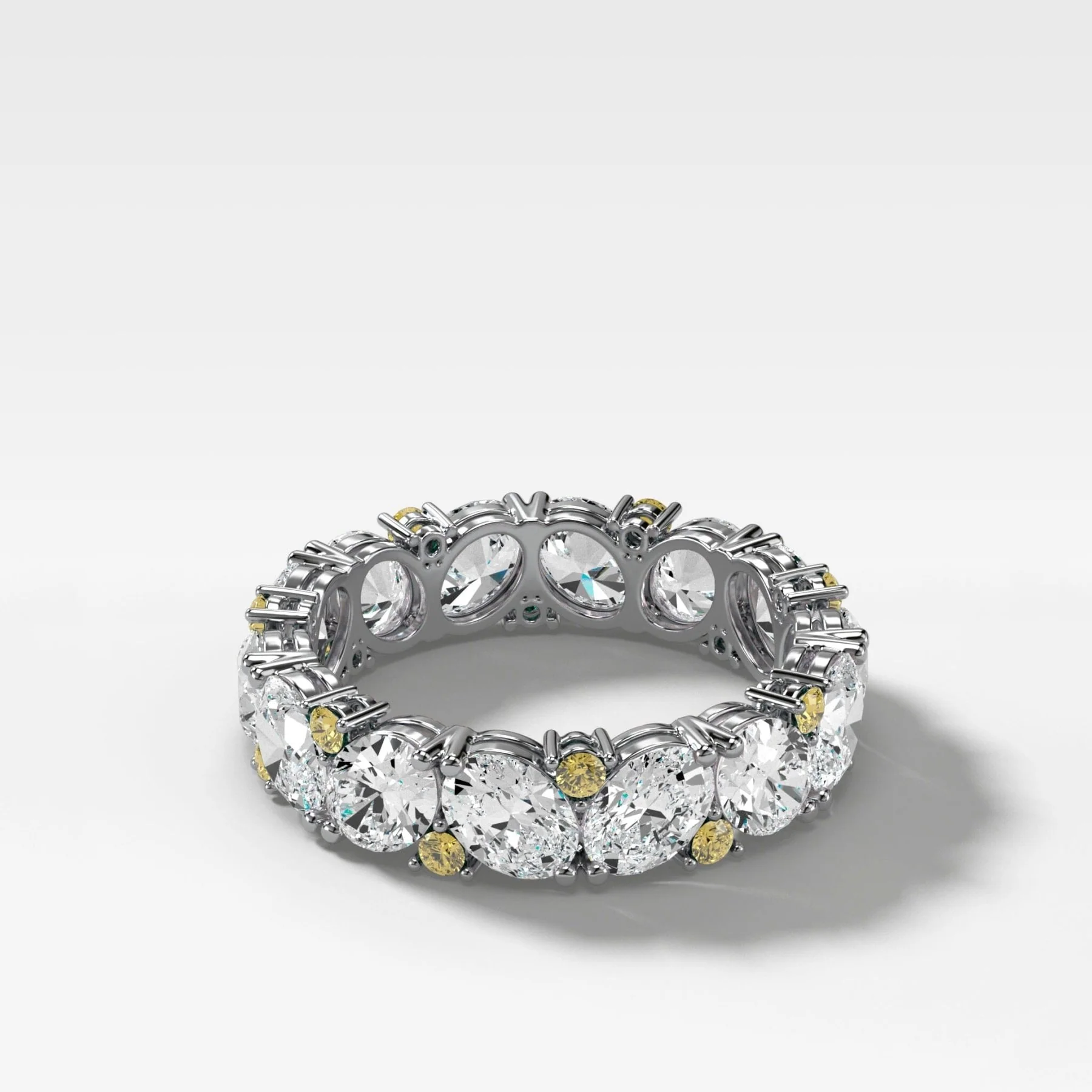 Oval Diamond and Canary Yellow Round Cut Medley Eternity Band - Image 3