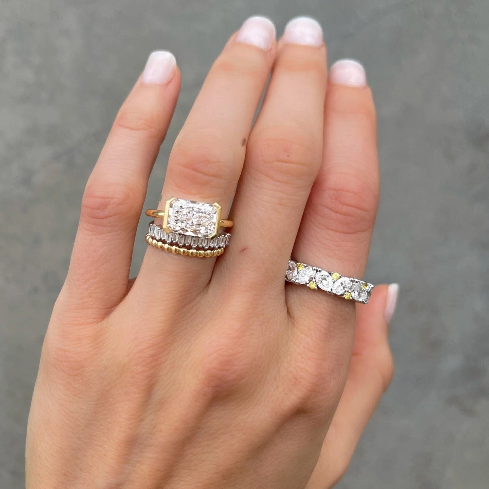 Oval Diamond and Canary Yellow Round Cut Medley Eternity Band - Image 5