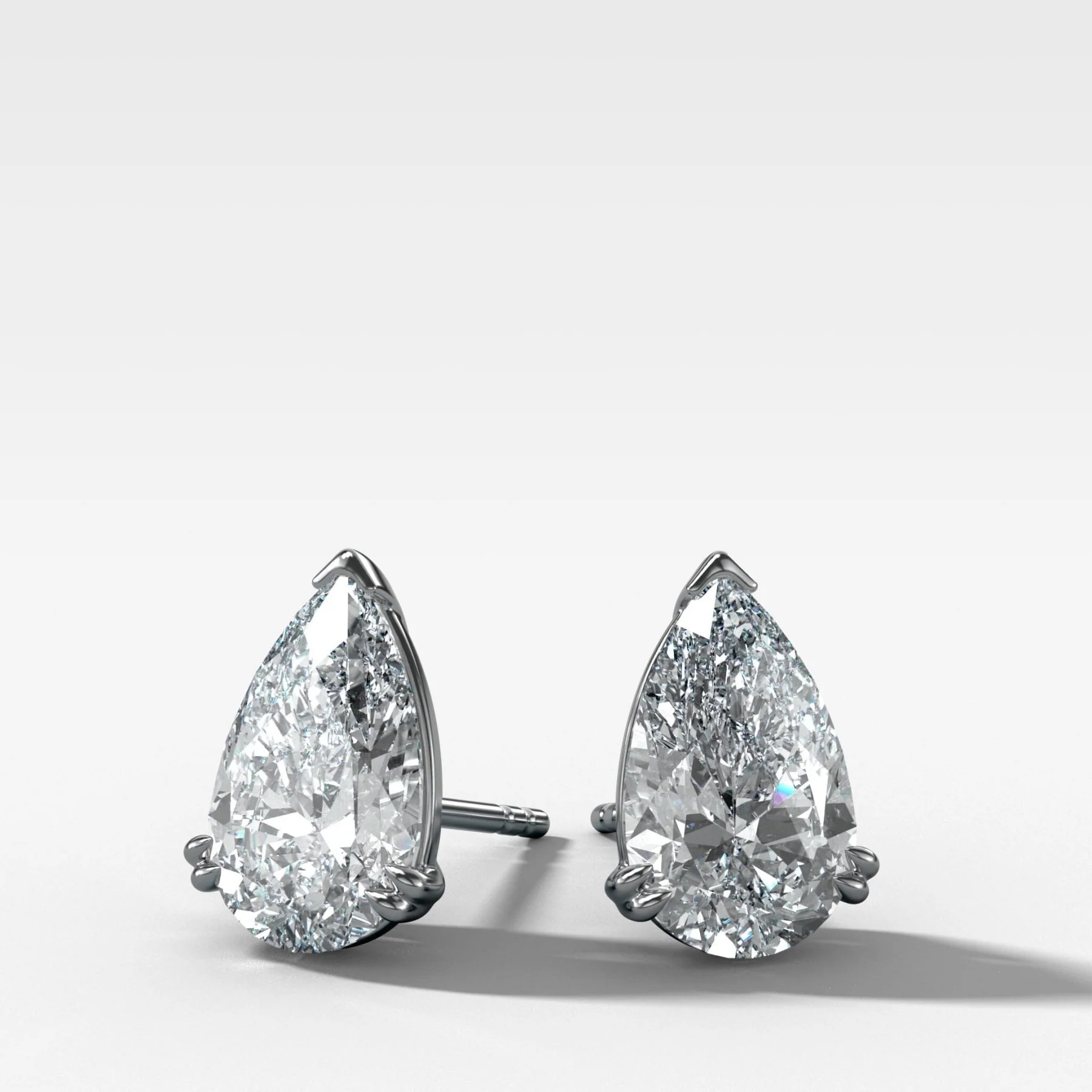 Pear Cut Double Point Prong Diamond Studs - Image 2