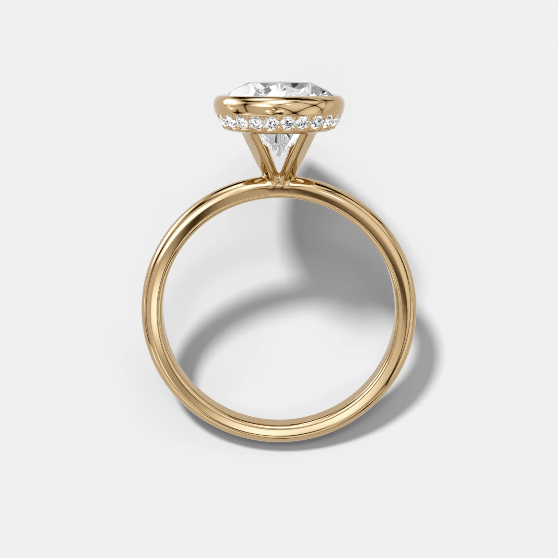 Penumbra Bezel Hidden Halo Engagement Ring with Pear Cut - Image 2