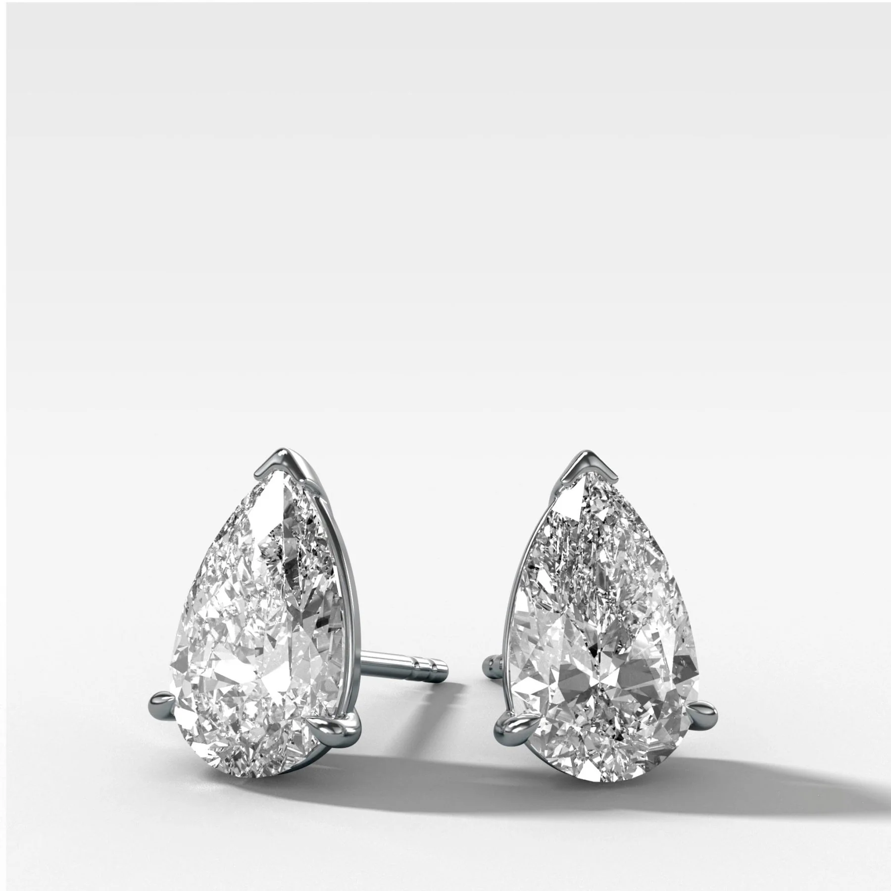 Pear Cut Single Point Prong Diamond Studs - Image 2