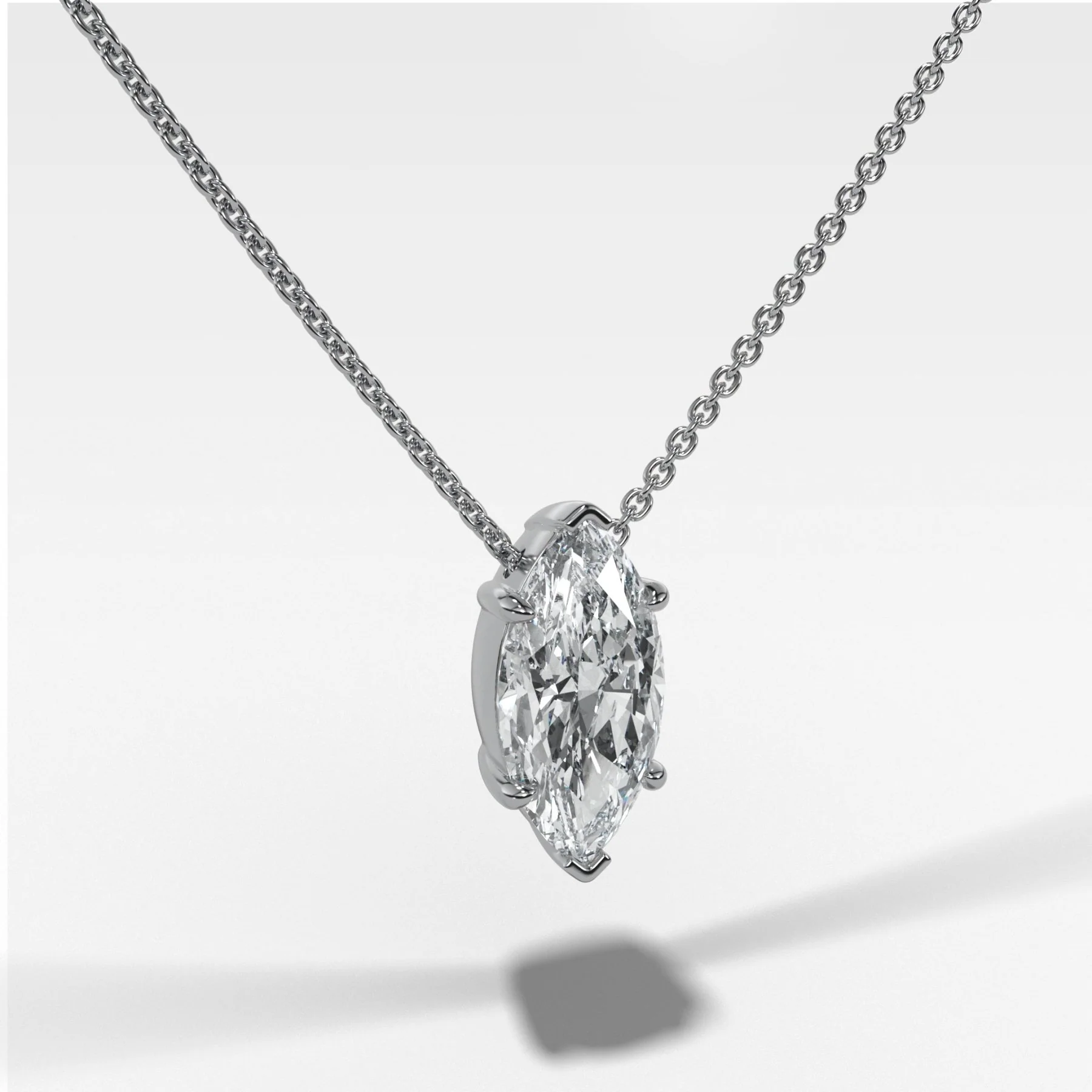 Pendant Necklace with Marquise Cut Diamond - Image 2