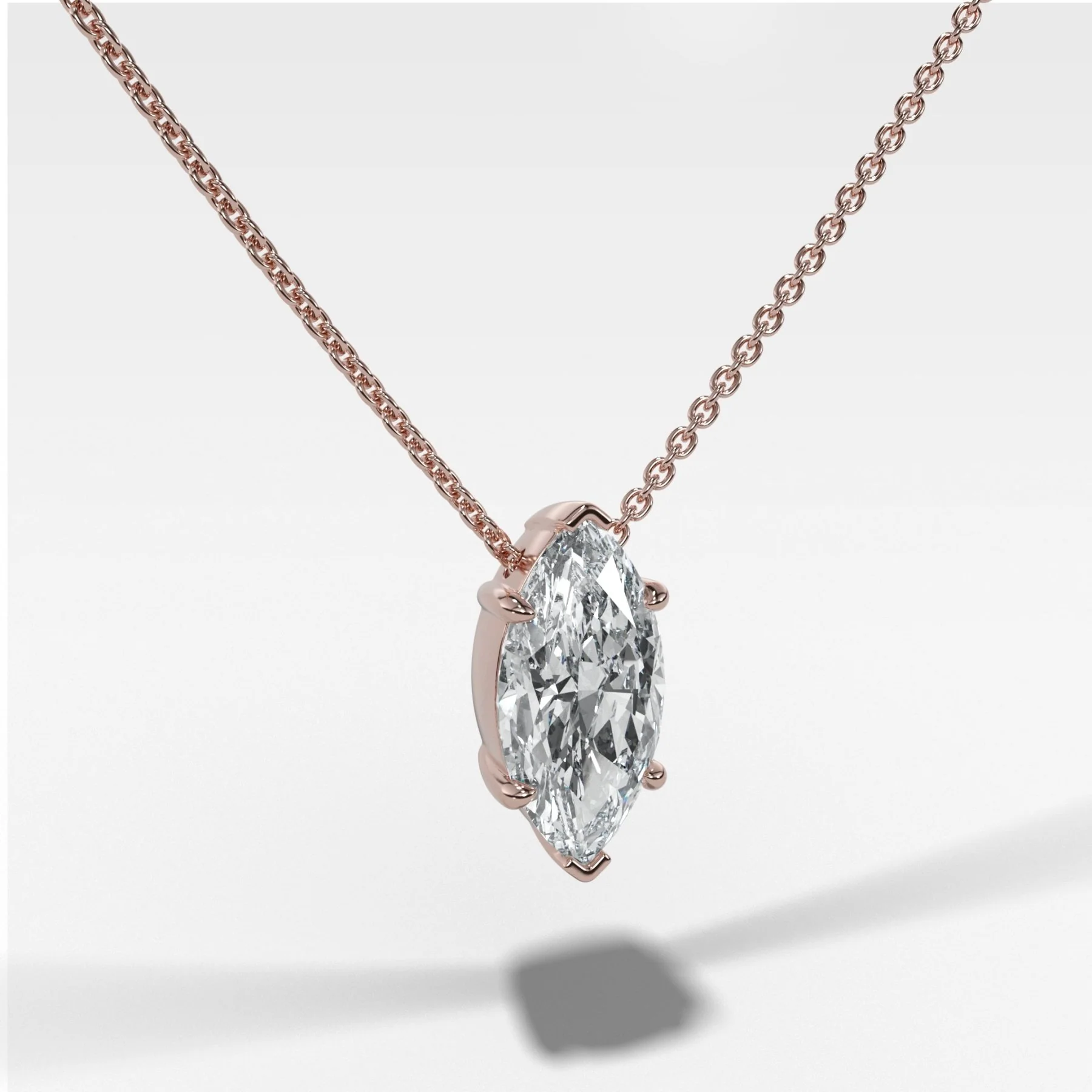 Pendant Necklace with Marquise Cut Diamond - Image 3