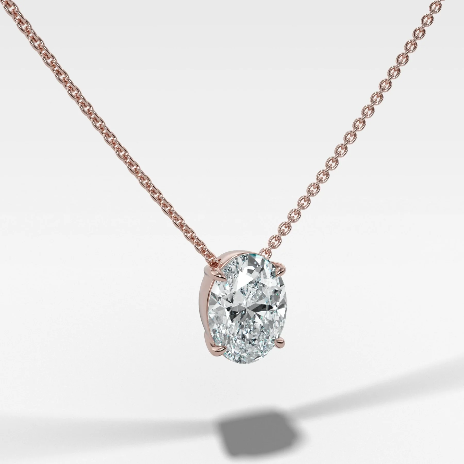 Pendant Necklace with an Oval Cut Diamond - Image 3