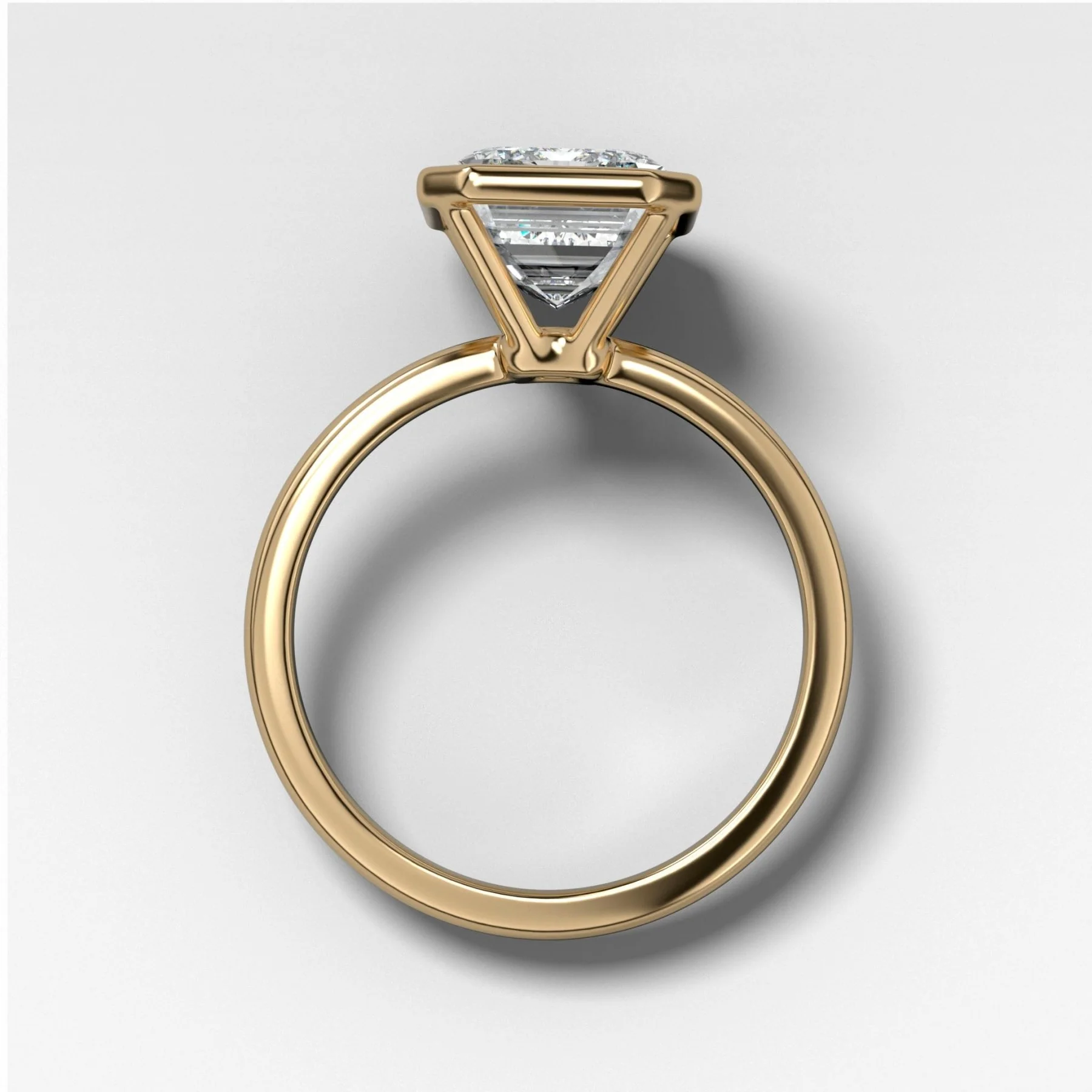 Penumbra Bezel Set Engagement Ring with 1.02ct Lab Grown Emerald Cut Diamond - Image 3
