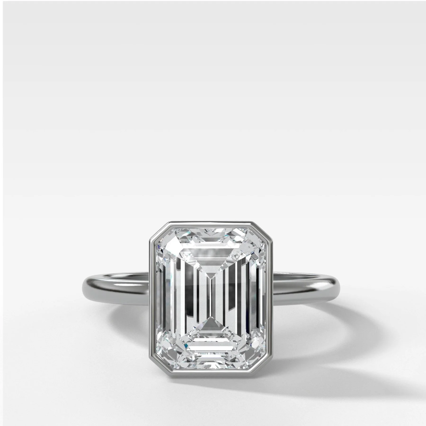 Penumbra Bezel Set Engagement Ring with 1.02ct Lab Grown Emerald Cut Diamond - Image 4