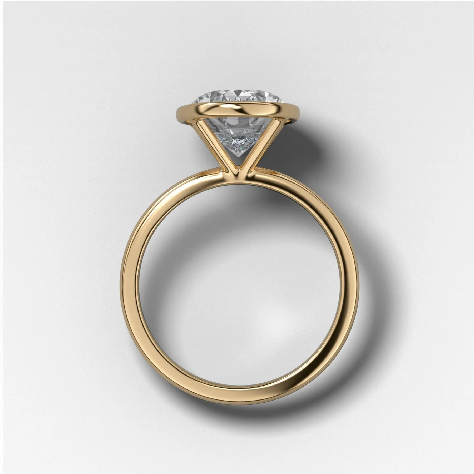 Penumbra Bezel Set Engagement Ring with 2.39ct Lab Grown Oval Cut Diamond - Image 3