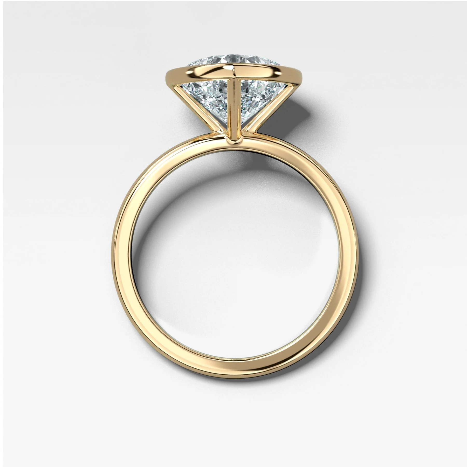 Penumbra Bezel Set Engagement Ring With Tilted Square Cushion Cut - Image 2