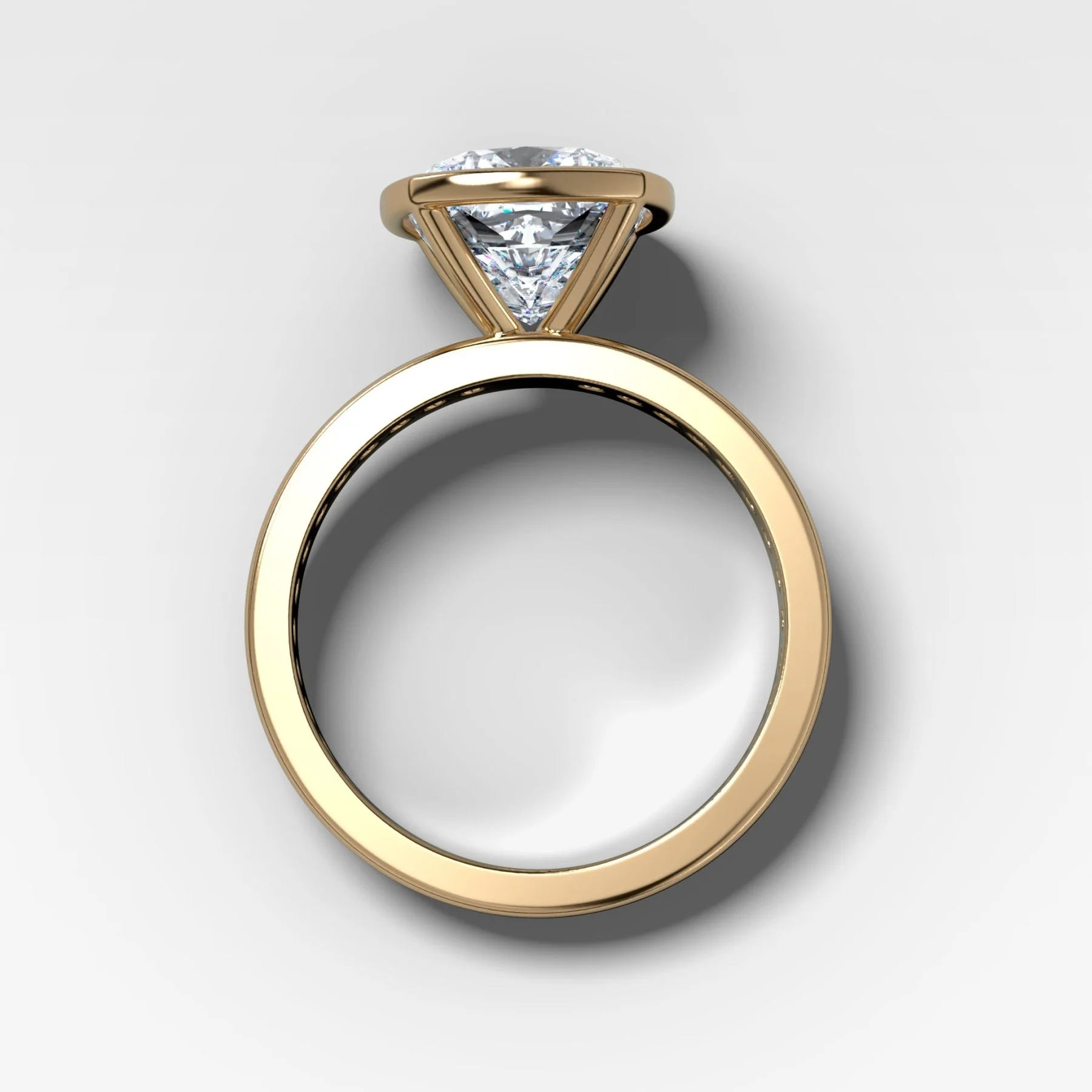 Petite Channel Bezel Set Engagement Ring with Cushion Cut Diamond - Image 2