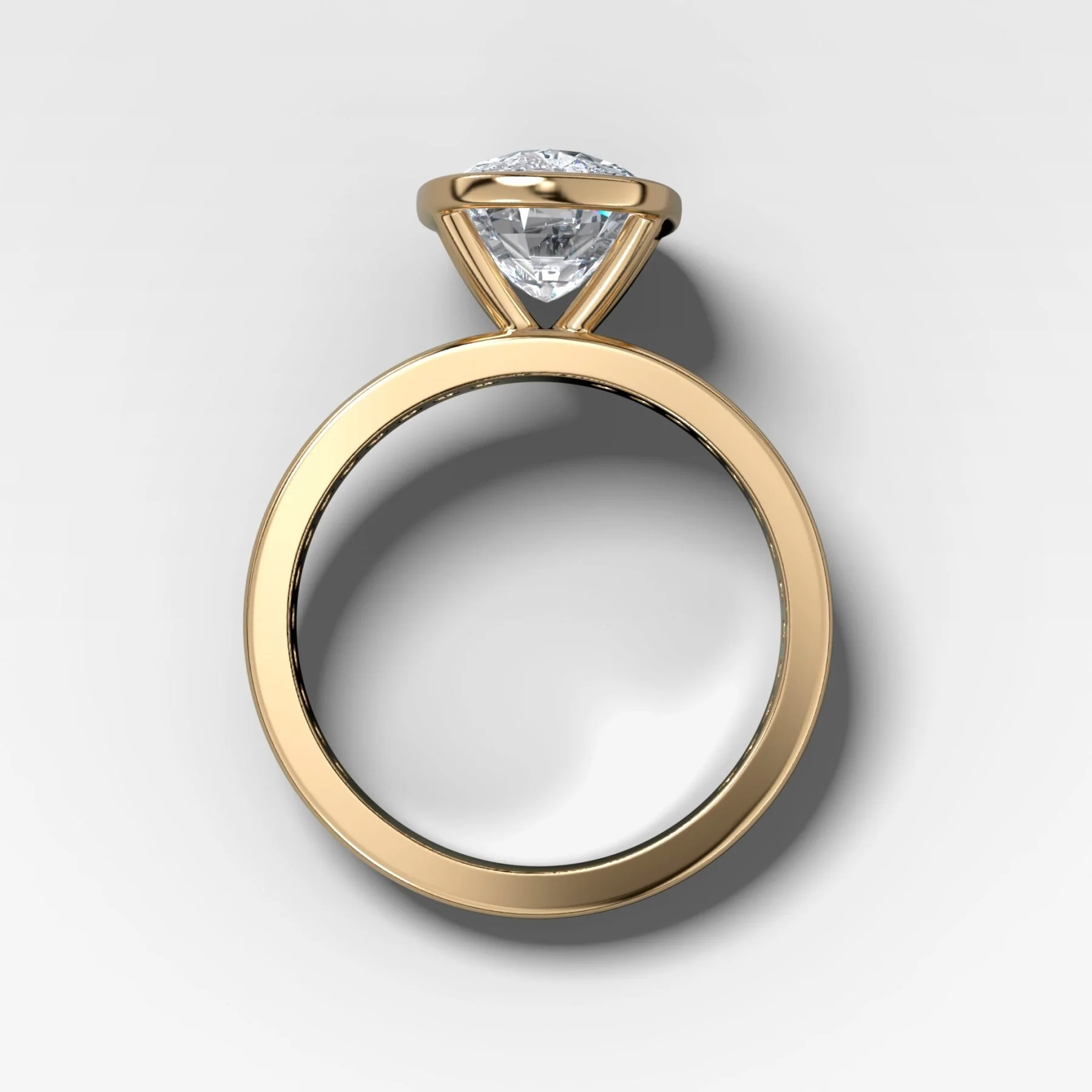 Petite Channel Bezel Set Engagement Ring with Elongated Cushion Cut Diamond - Image 2