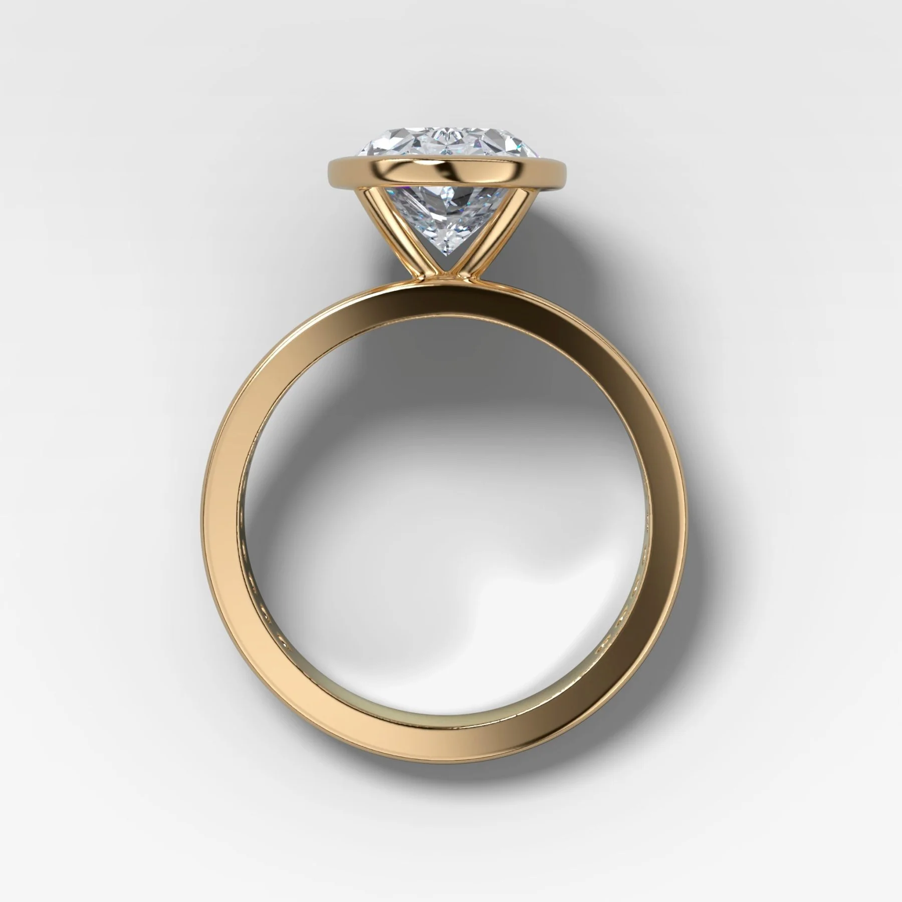 Petite Channel Bezel Set Engagement Ring with Oval Cut Diamond - Image 2
