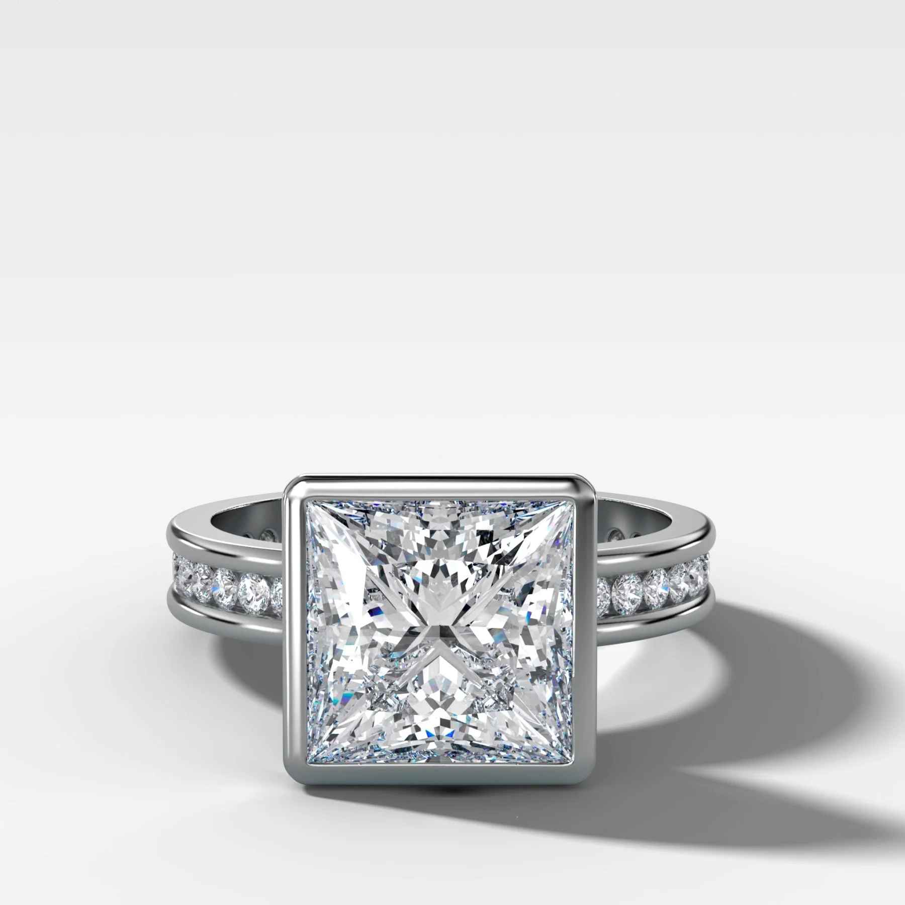 Petite Channel Bezel Set Engagement Ring with Princess Cut Diamond - Image 3