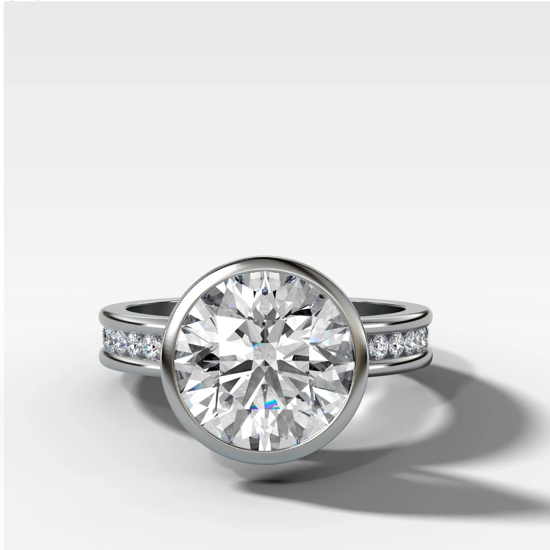 Petite Channel Bezel Set Engagement Ring with Round Cut Diamond - Image 3