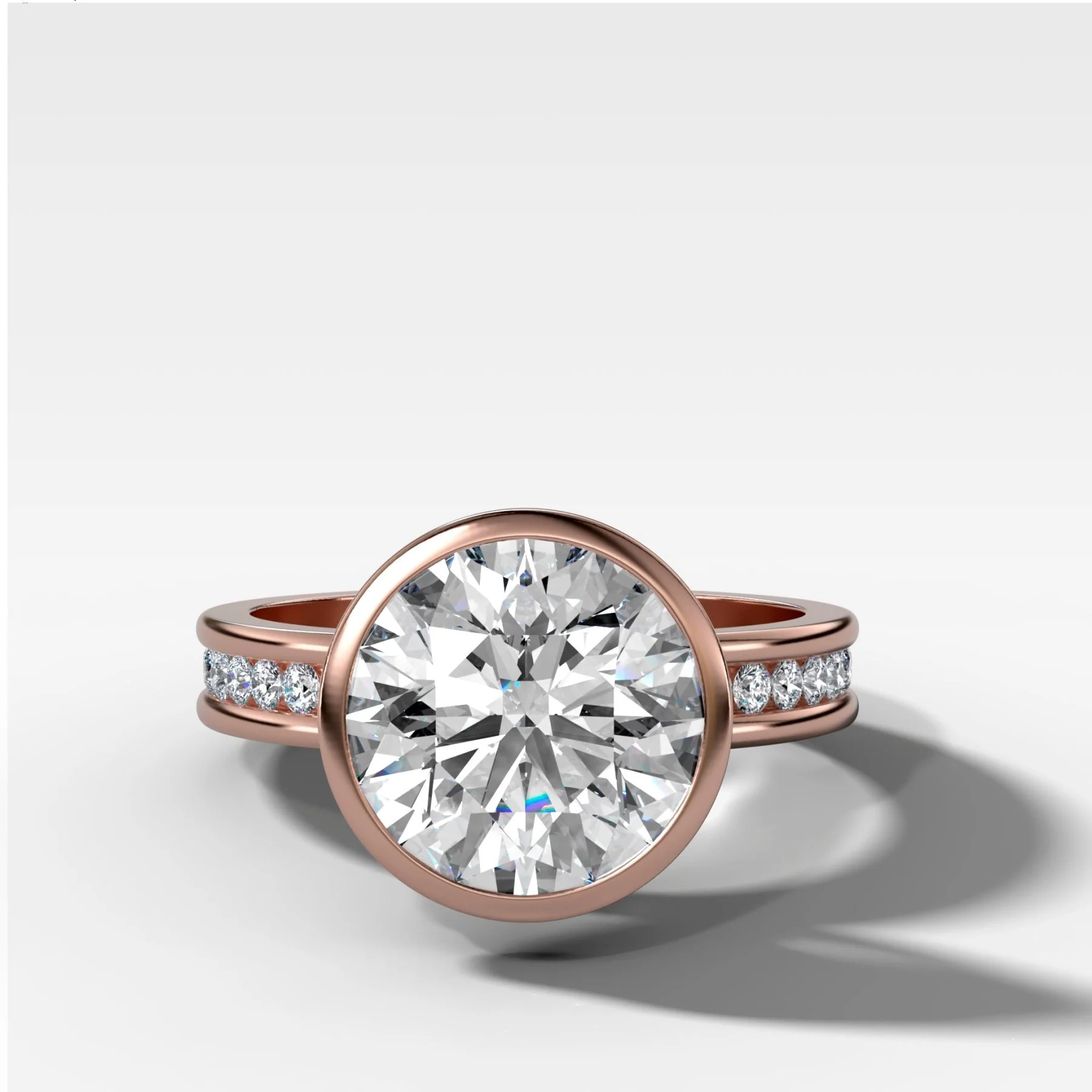 Petite Channel Bezel Set Engagement Ring with Round Cut Diamond - Image 4