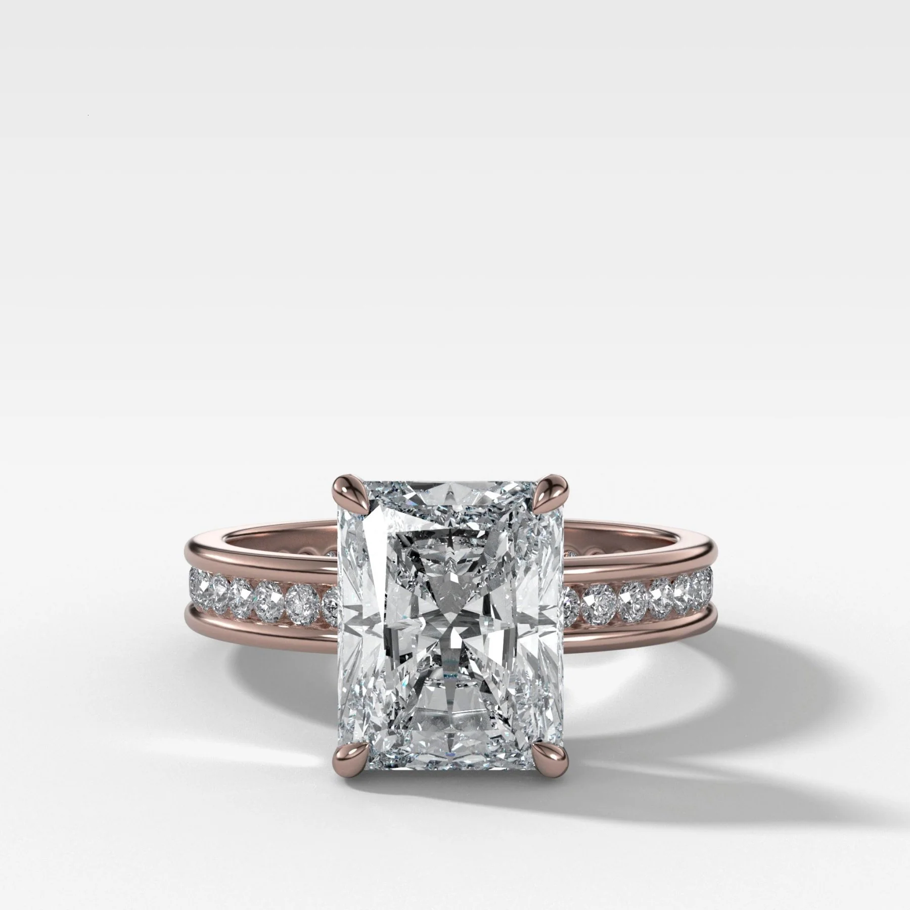 Petite Channel Set Engagement Ring with Elongated Radiant Cut Diamond - Image 5