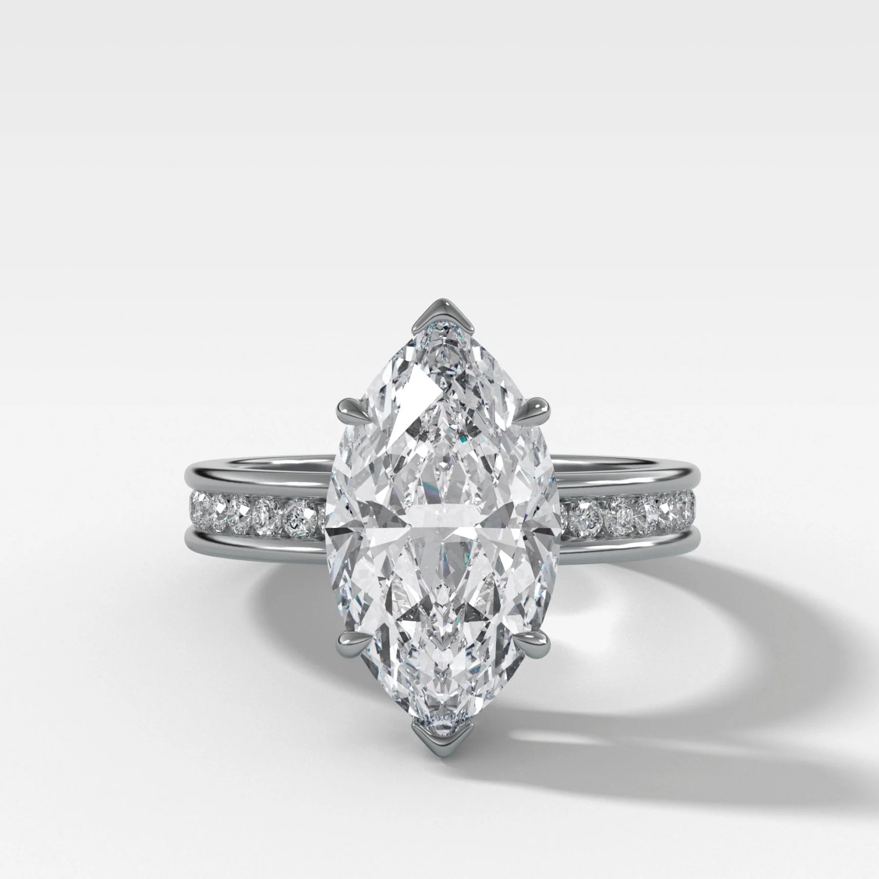 Petite Channel Set Engagement Ring with Marquise Cut Diamond - Image 3