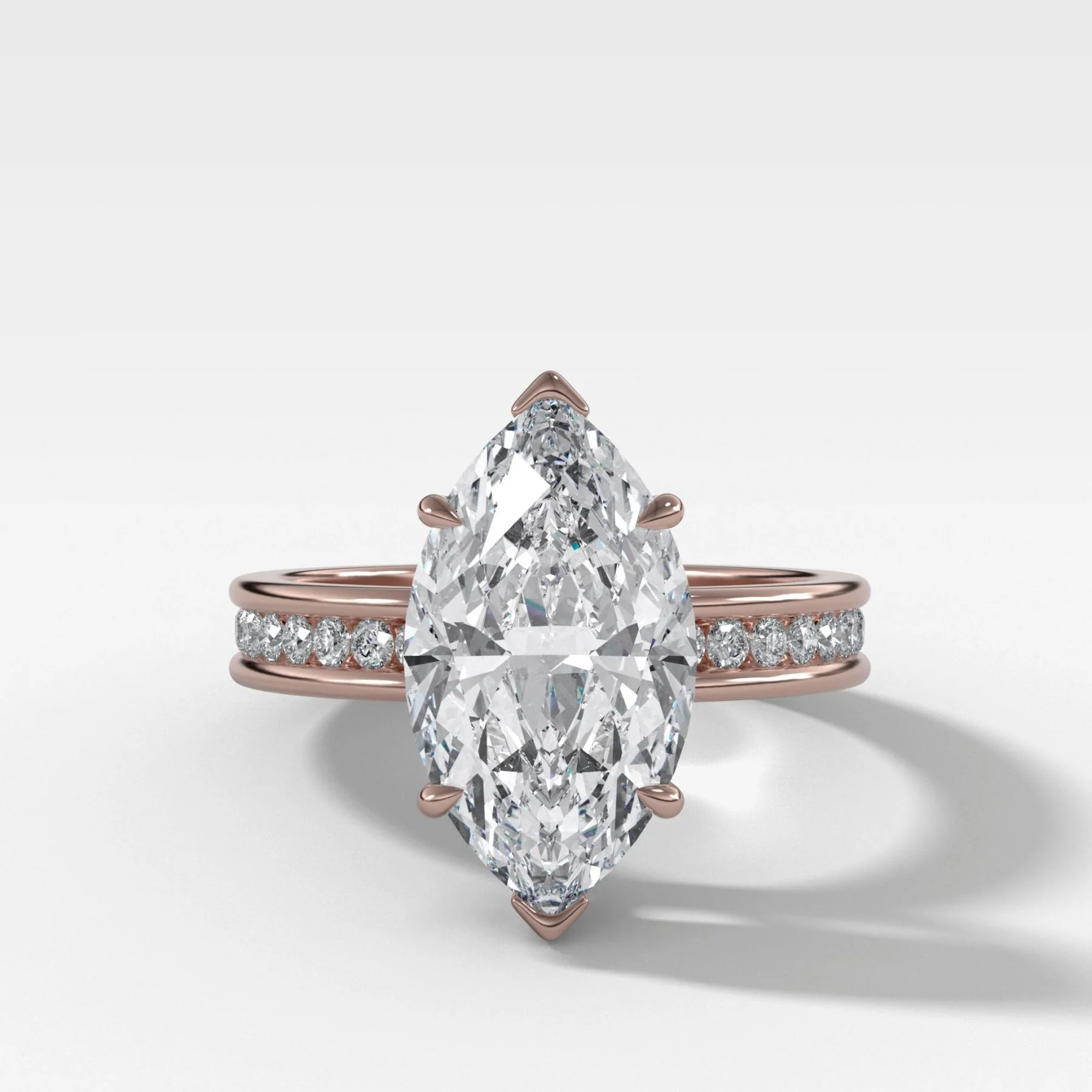 Petite Channel Set Engagement Ring with Marquise Cut Diamond - Image 4