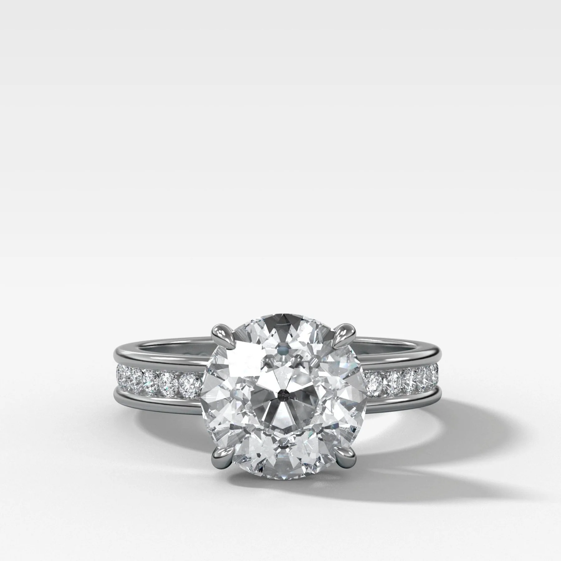 Petite Channel Set Engagement Ring with Old Euro Cut Diamond - Image 3