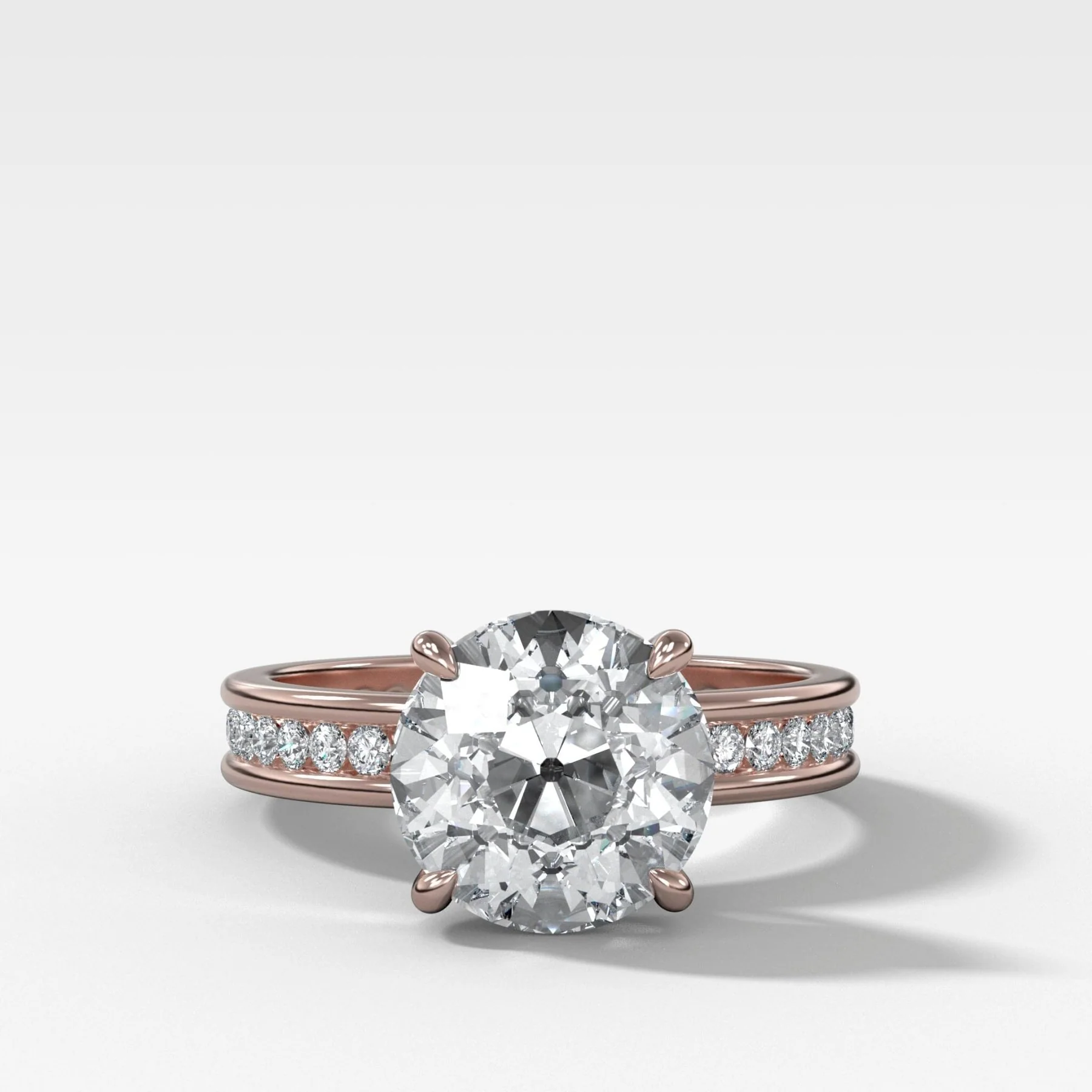 Petite Channel Set Engagement Ring with Old Euro Cut Diamond - Image 4