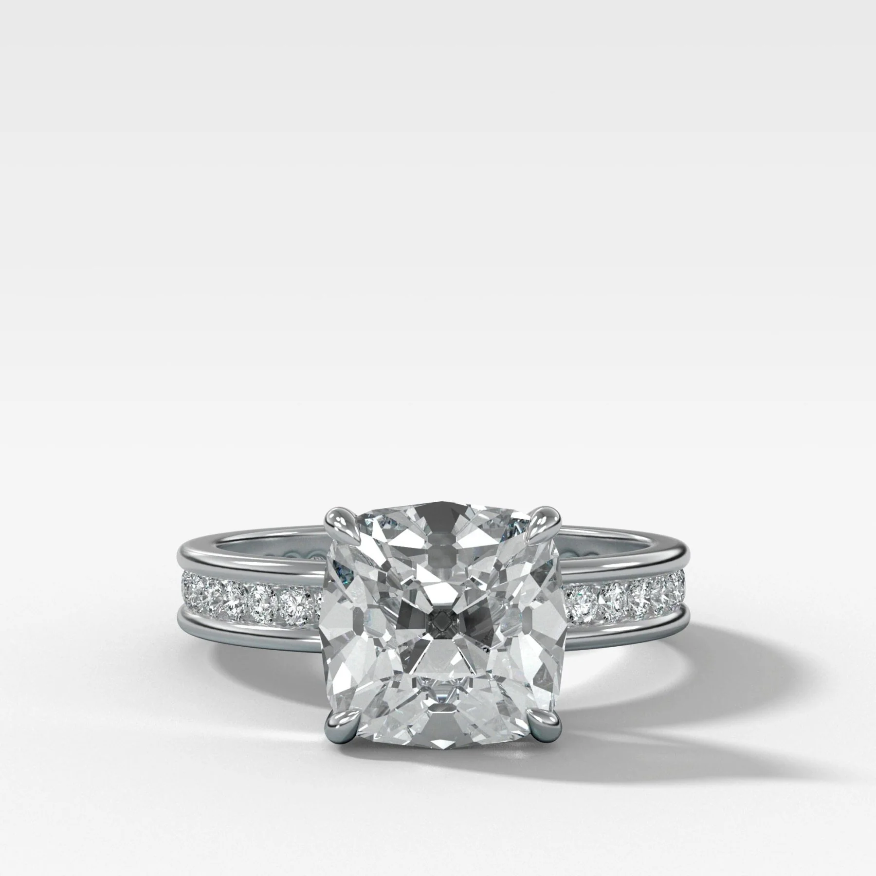 Petite Channel Set Engagement Ring with Old Mine Cut Diamond - Image 3