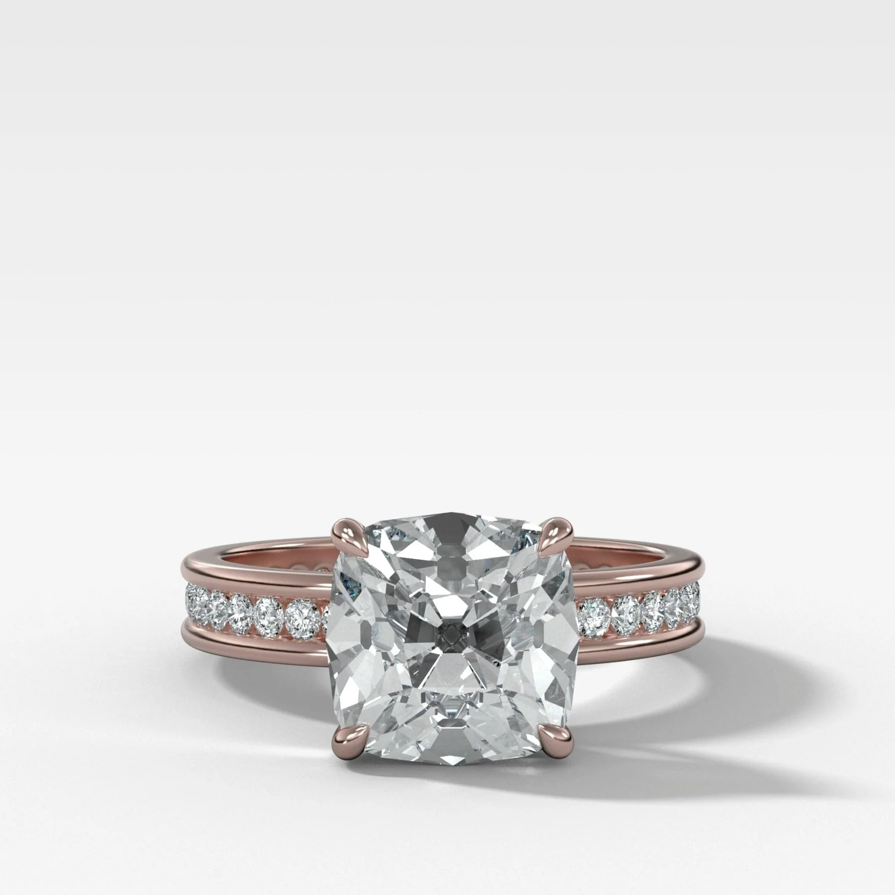 Petite Channel Set Engagement Ring with Old Mine Cut Diamond - Image 4
