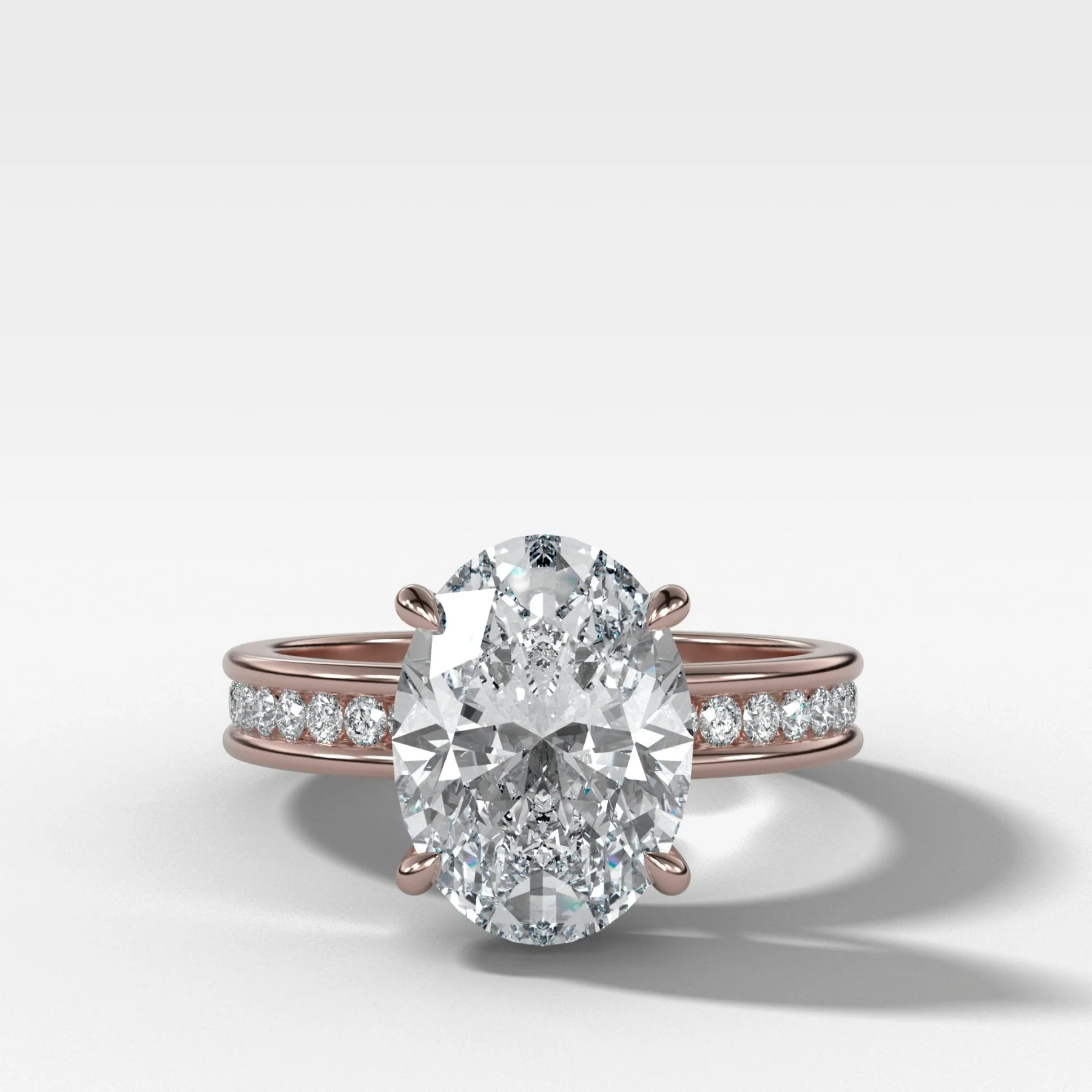Petite Channel Set Engagement Ring with Oval Cut Diamond - Image 4