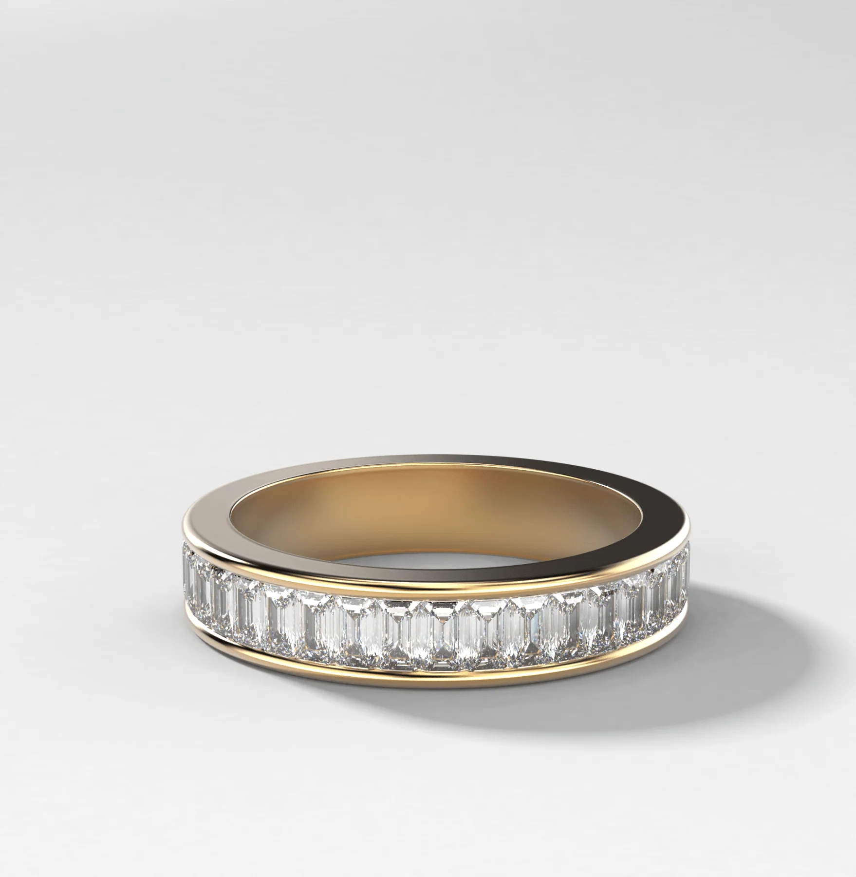 Petite Baguette Channel Set Halfway Wedding Band