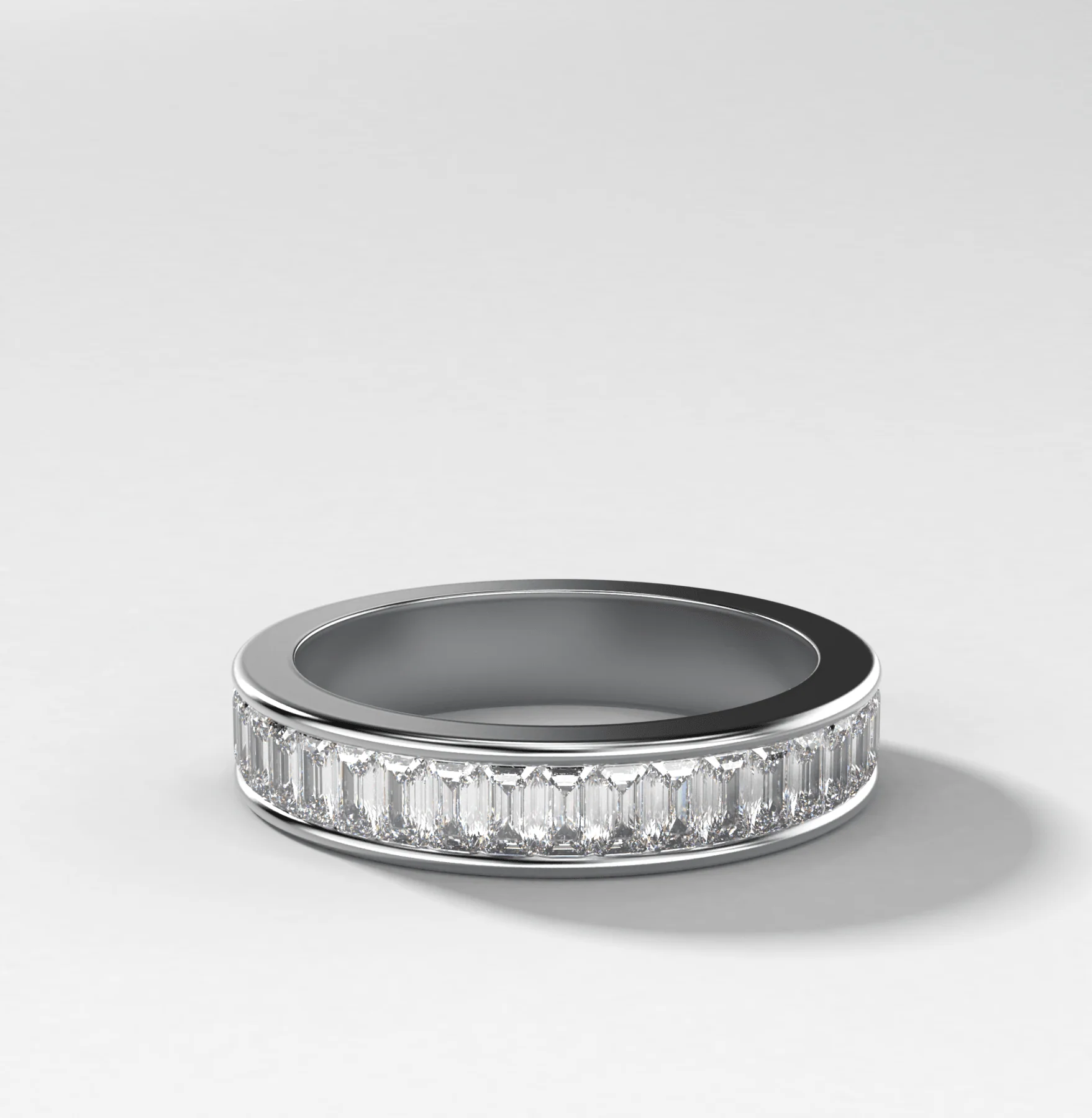 Petite Baguette Channel Set Halfway Wedding Band - Image 3