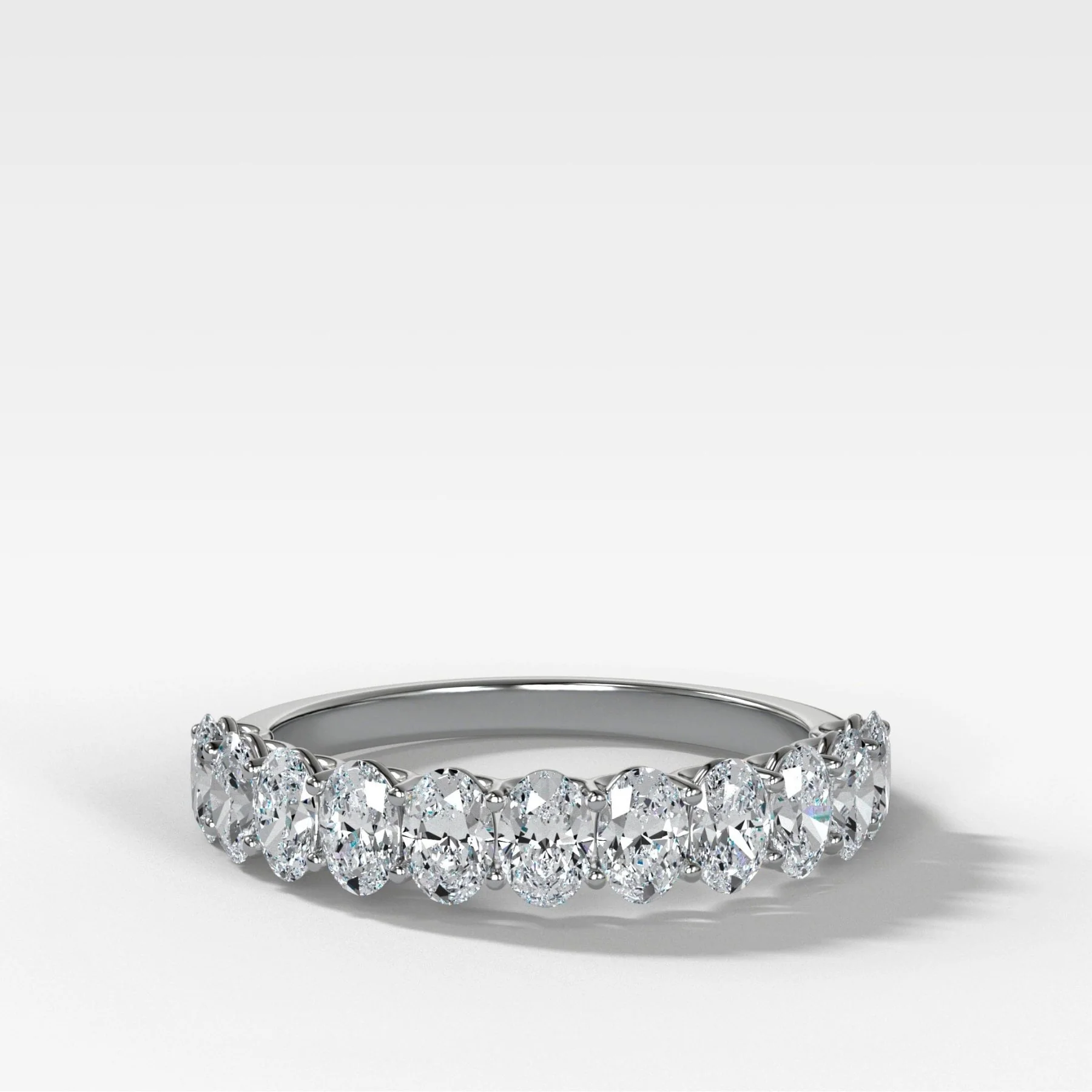 Petite Shared Prong Wedding Band with Oval Diamonds - Image 6