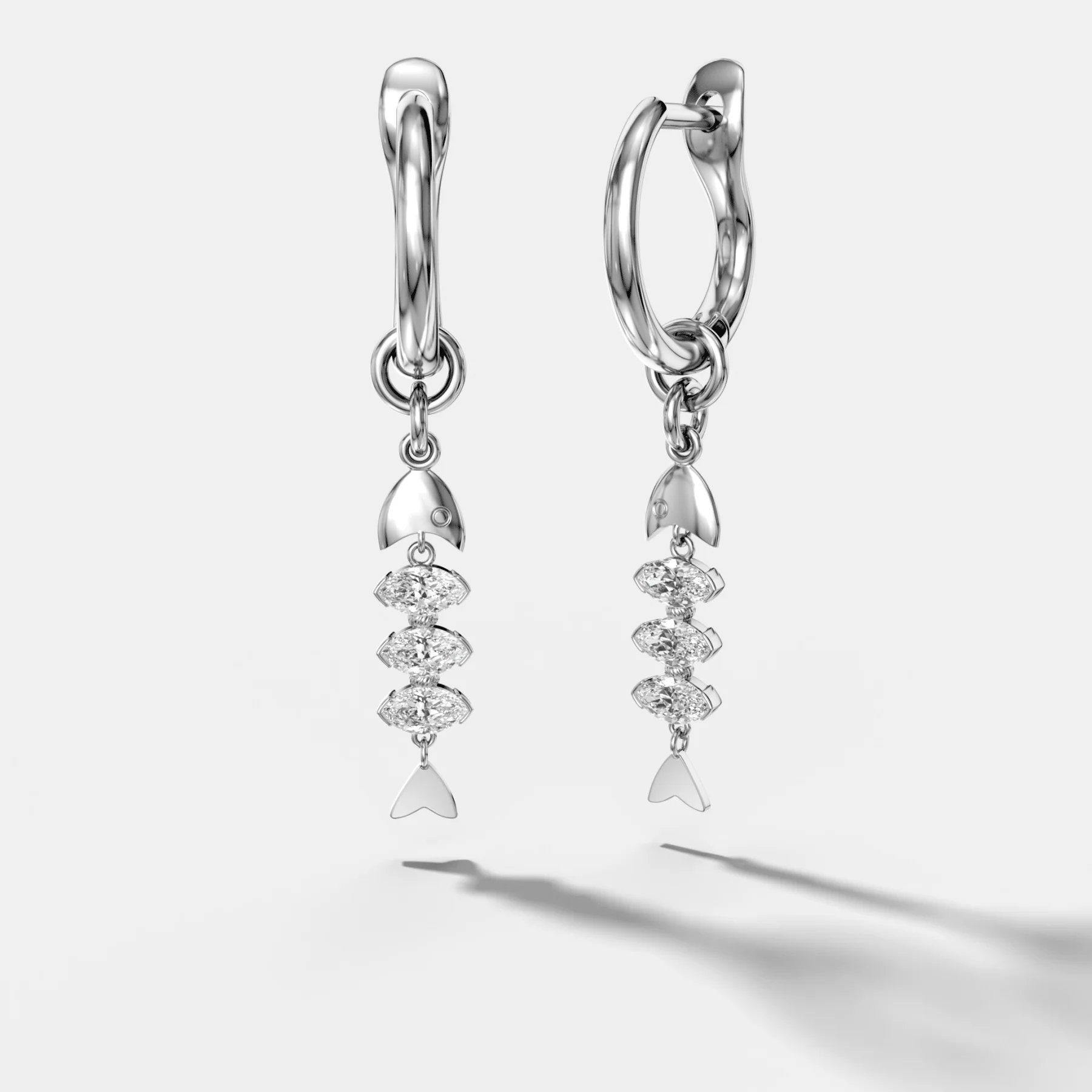 Pisces Earrings with Marquise Cut Diamonds - Image 2