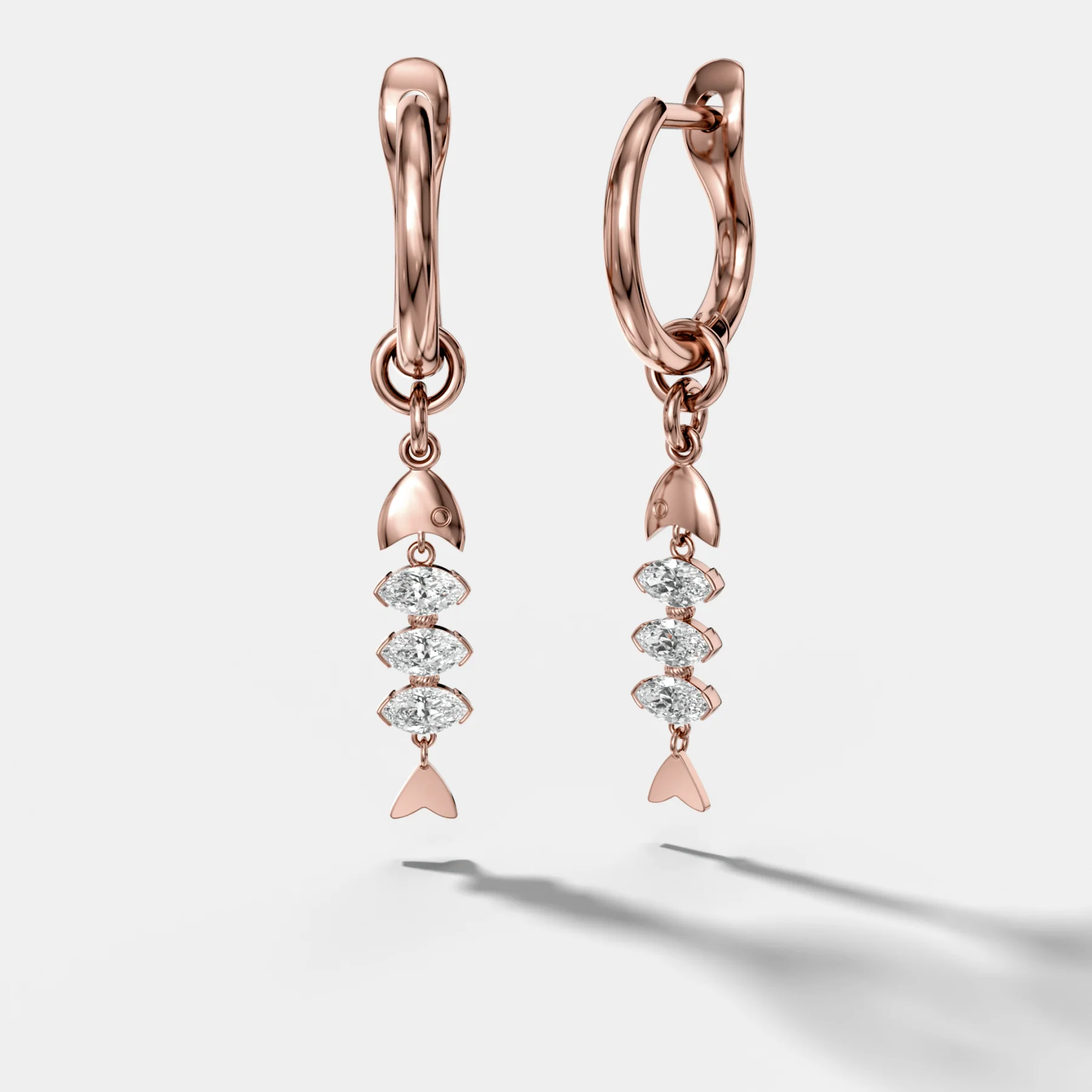 Pisces Earrings with Marquise Cut Diamonds - Image 3