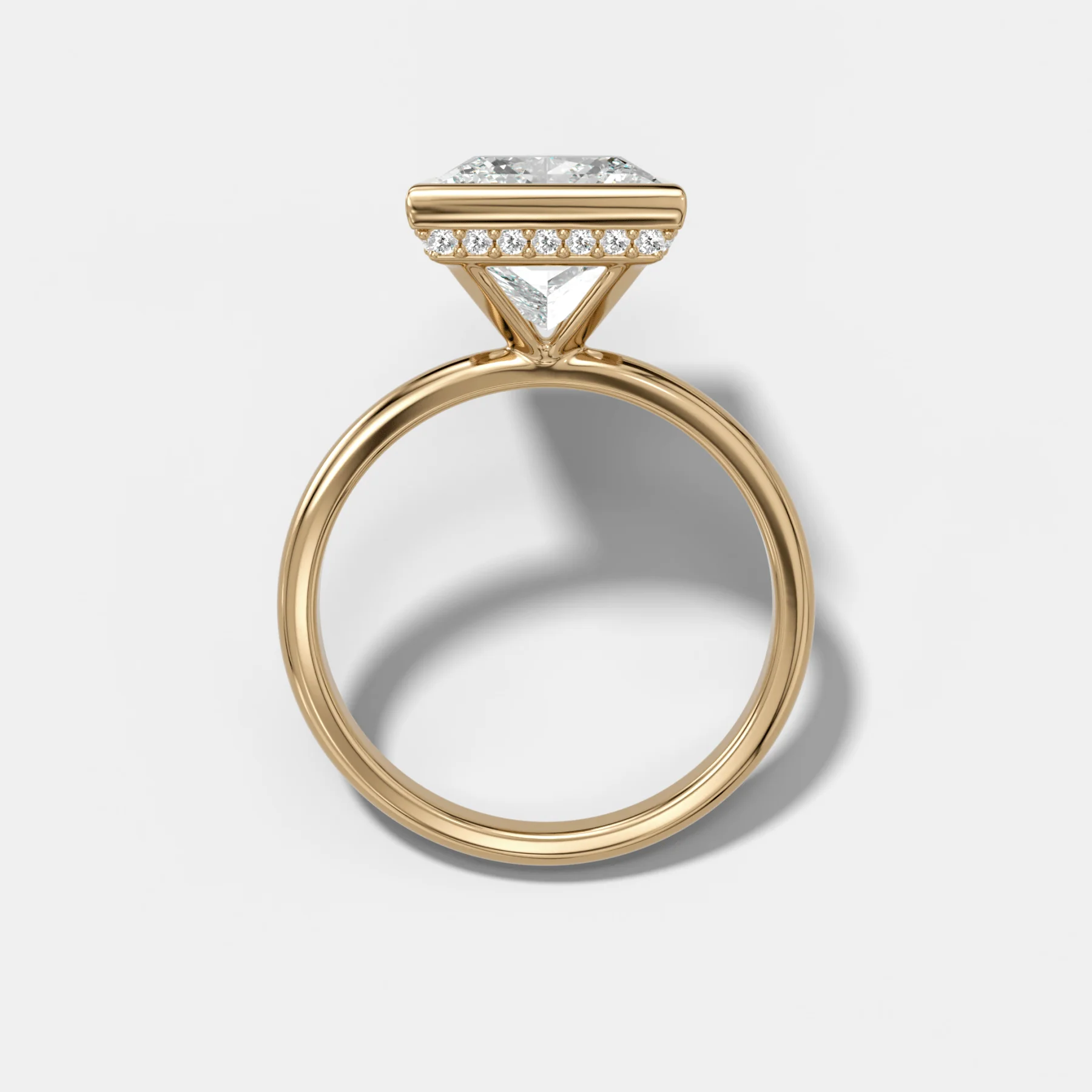 Penumbra Bezel Hidden Halo Engagement Ring with Princess Cut - Image 2