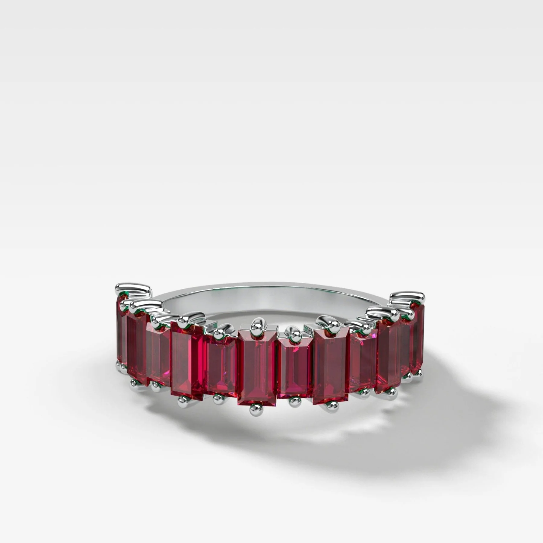 Red Ruby Baguette Wedding Band - Image 3