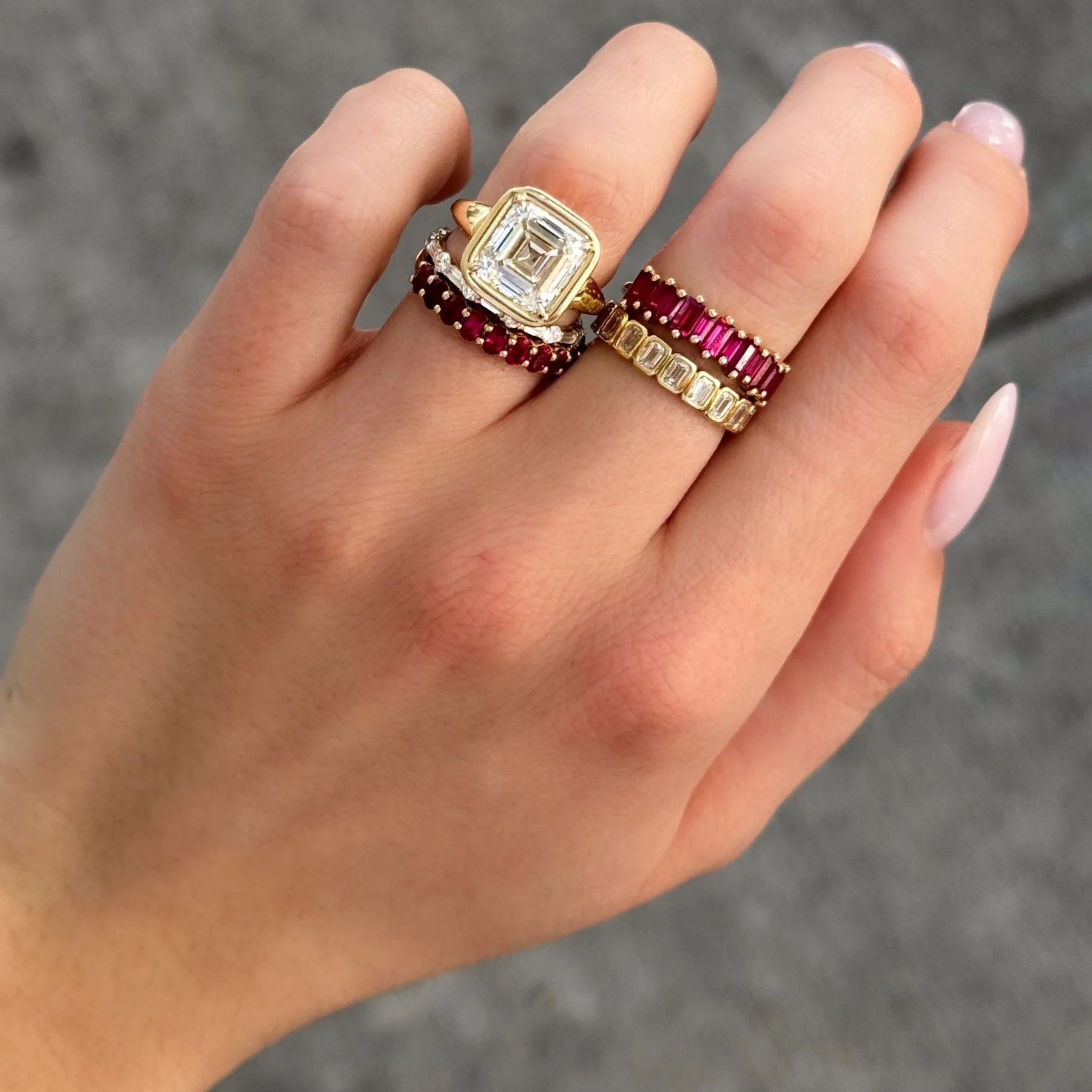 Red Ruby Baguette Wedding Band - Image 5