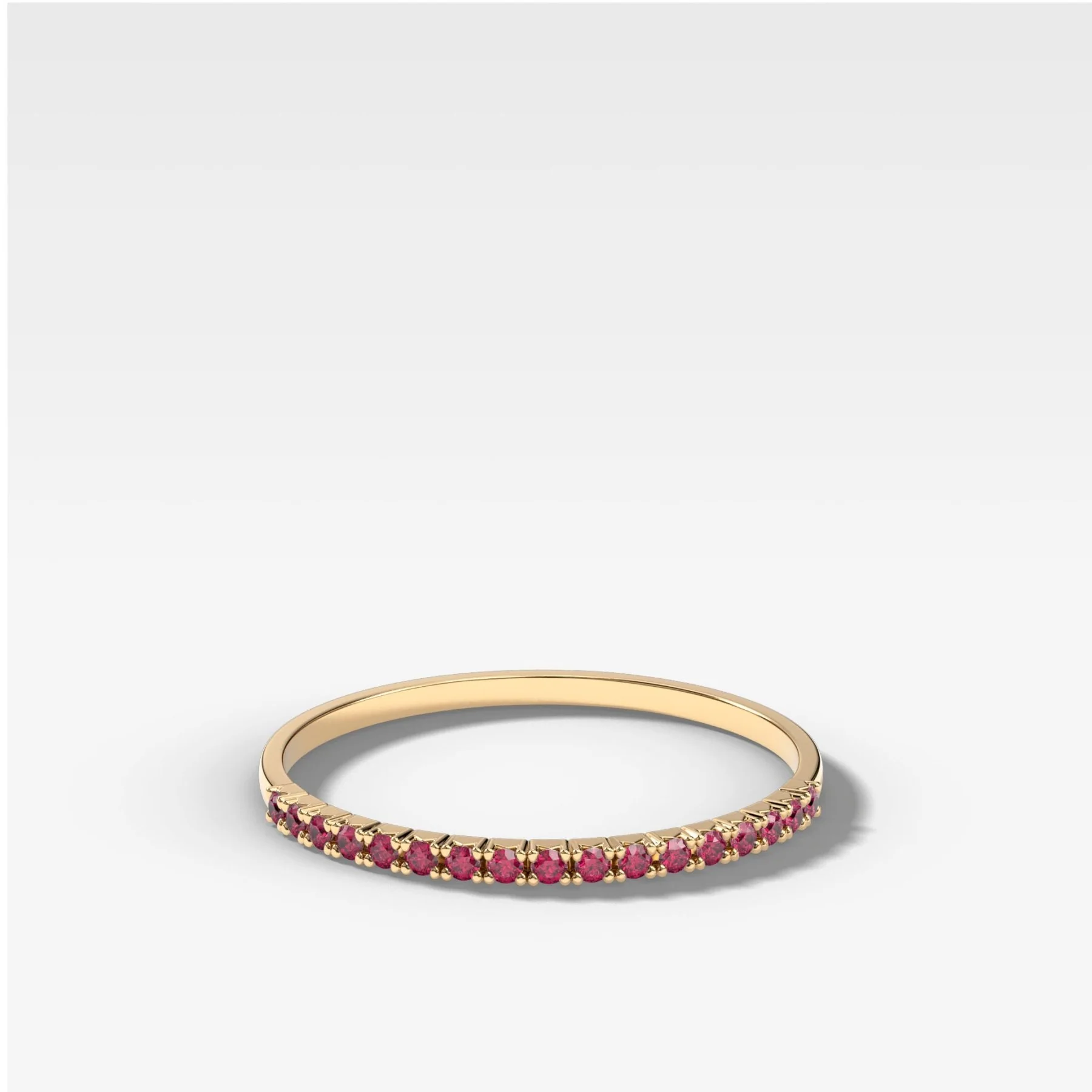 Red Ruby Petite French Pavé Wedding Band