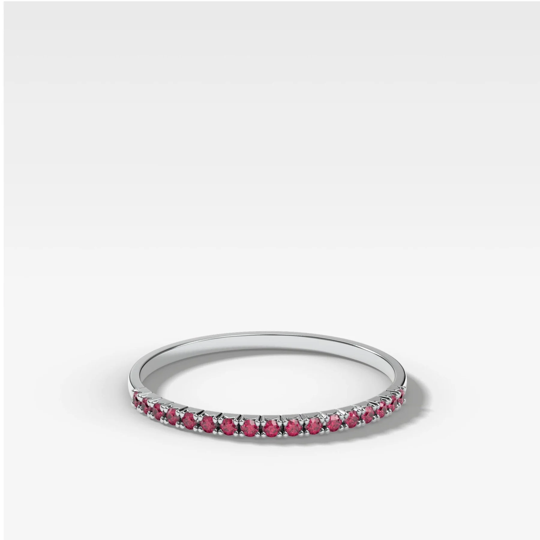 Red Ruby Petite French Pavé Wedding Band - Image 2