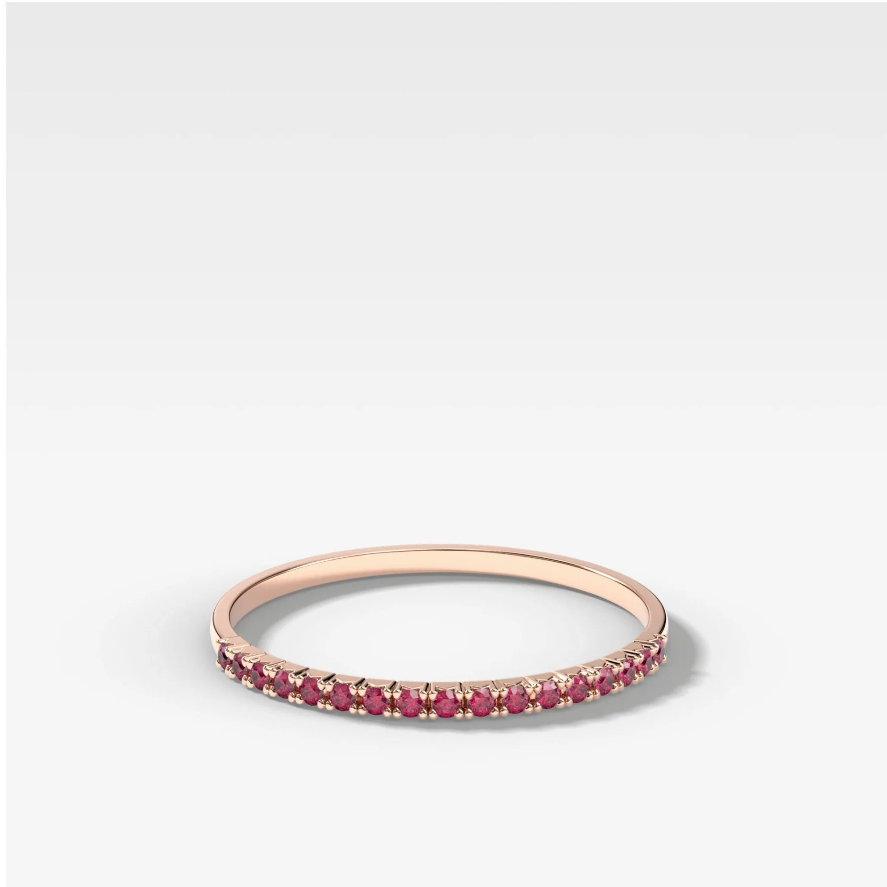 Red Ruby Petite French Pavé Wedding Band - Image 3