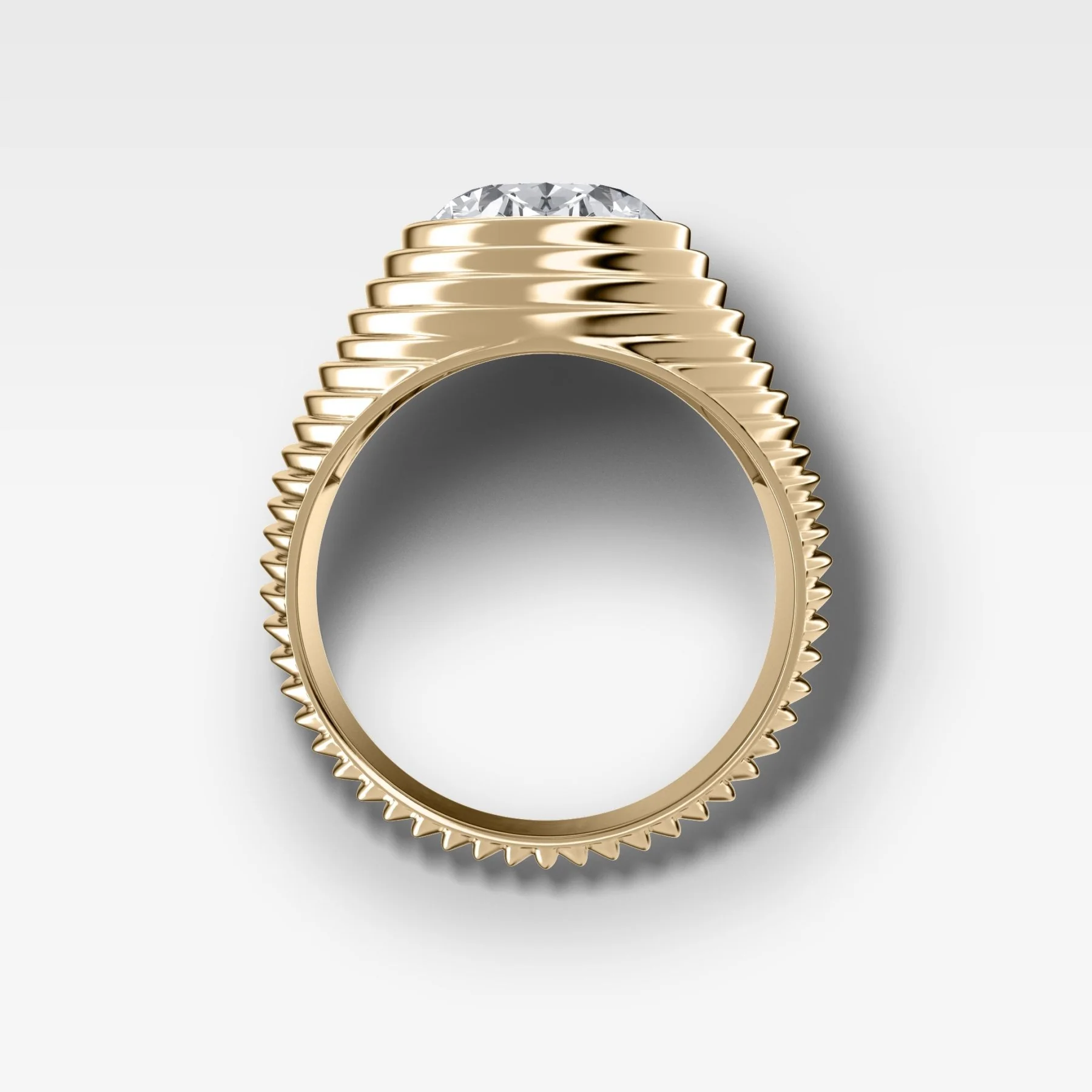 Ripple Solitaire Engagement Ring with an Oval Cut Diamond - Image 2