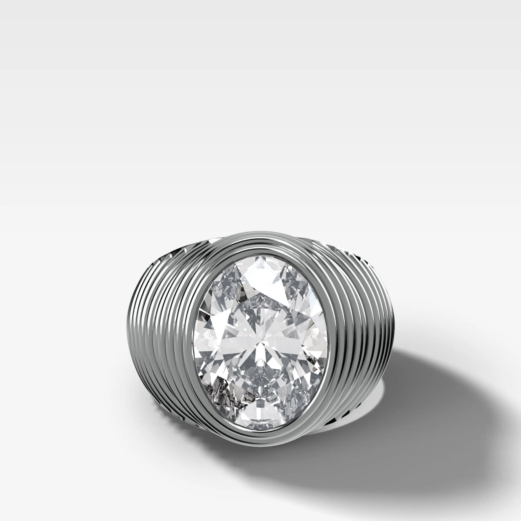 Ripple Solitaire Engagement Ring with an Oval Cut Diamond - Image 3