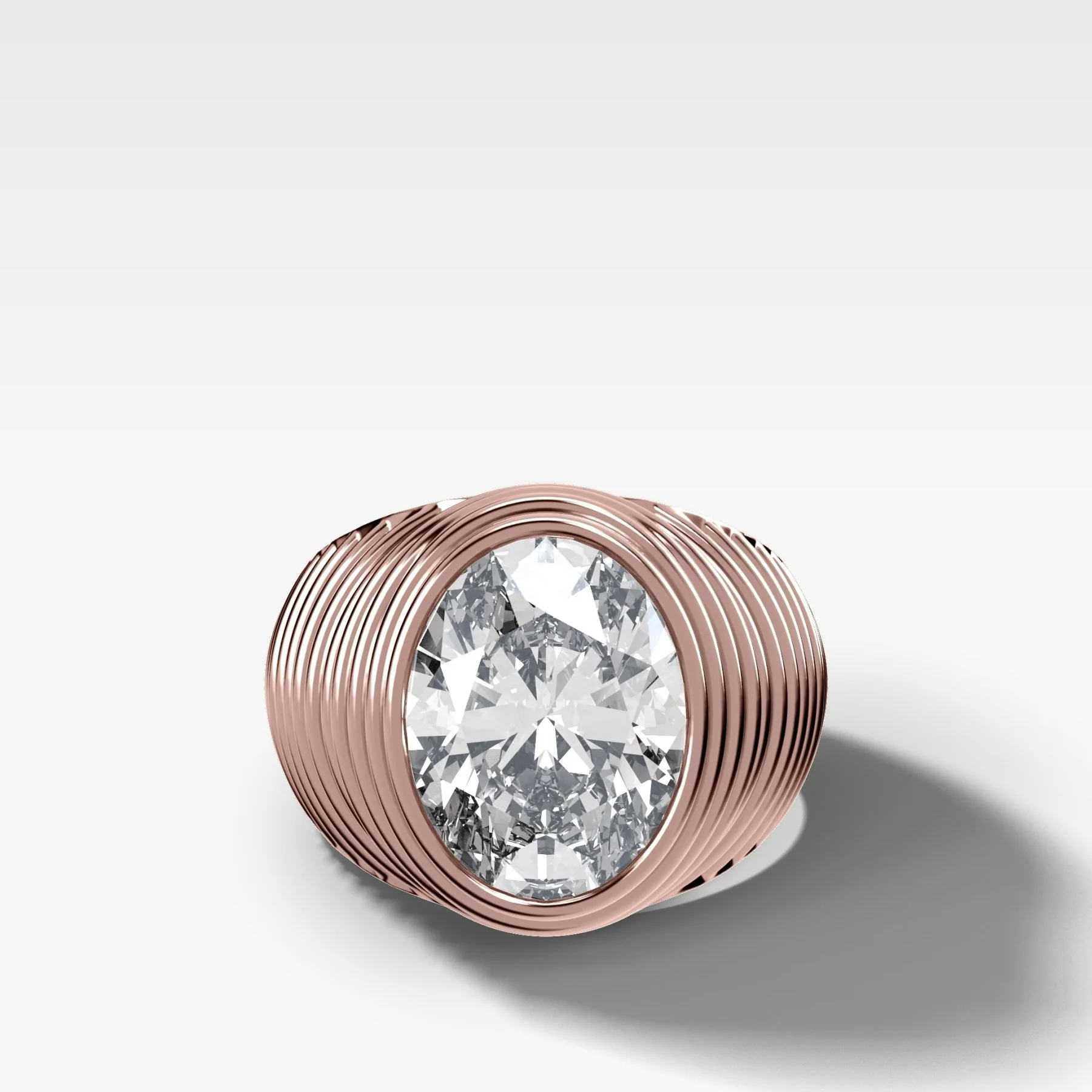 Ripple Solitaire Engagement Ring with an Oval Cut Diamond - Image 4